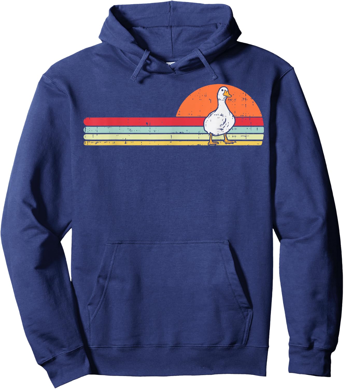 Duck Retro Chest Vintage Goose Farm Animal Men Women Kids Hoodie - Hoodie | Navy