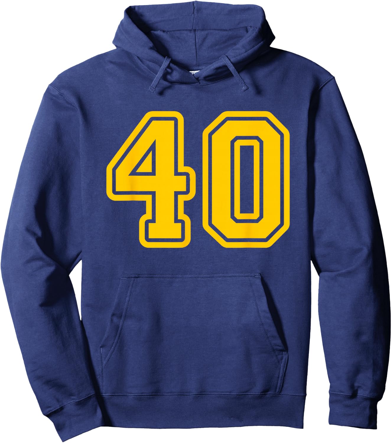 Yellow Sports Team Number #40 Hoodie - Hoodie | Navy
