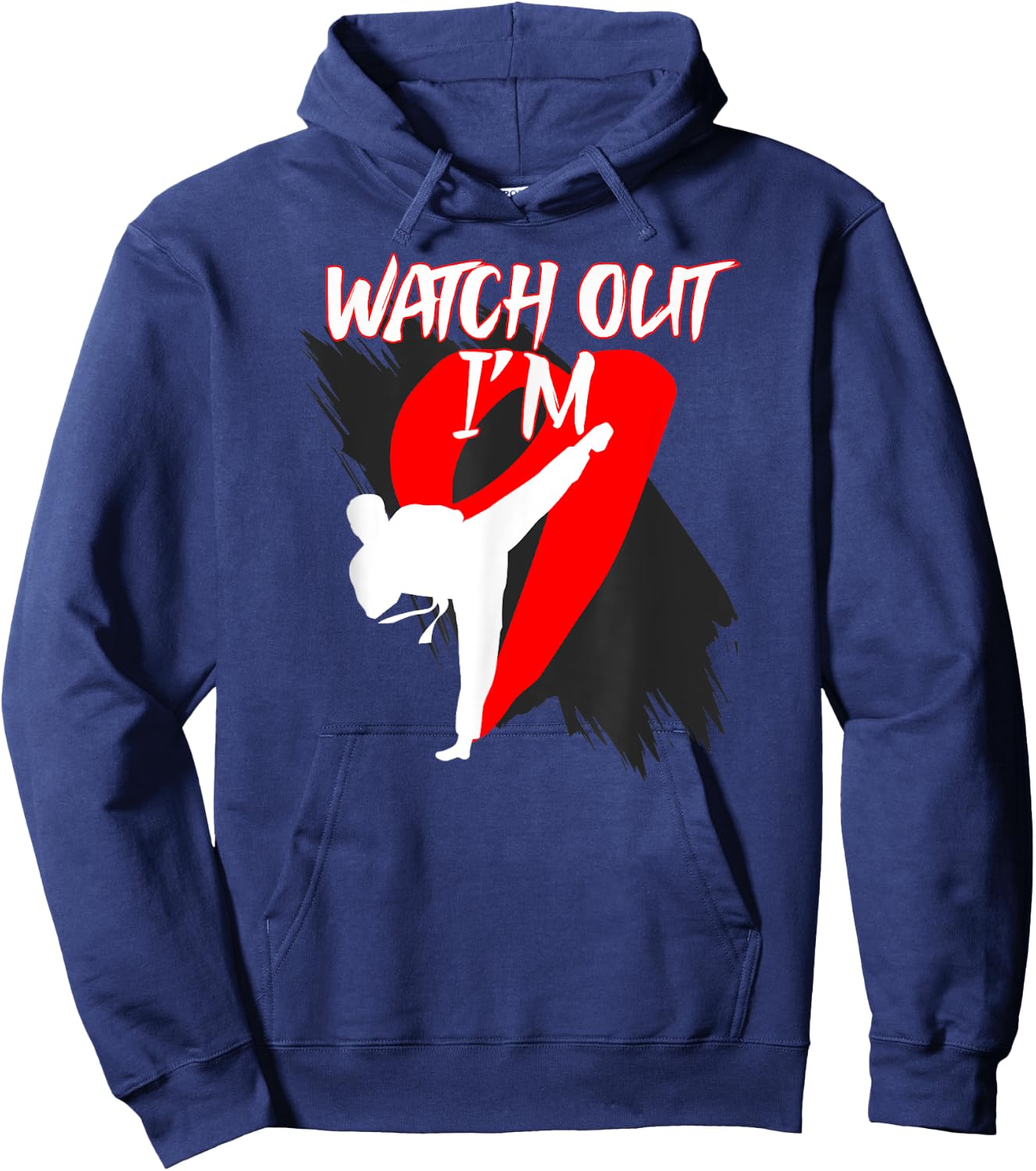 9th Birthday Party Taekwondo 9 Year Old Taekwondo Fighter Hoodie - Hoodie | Navy