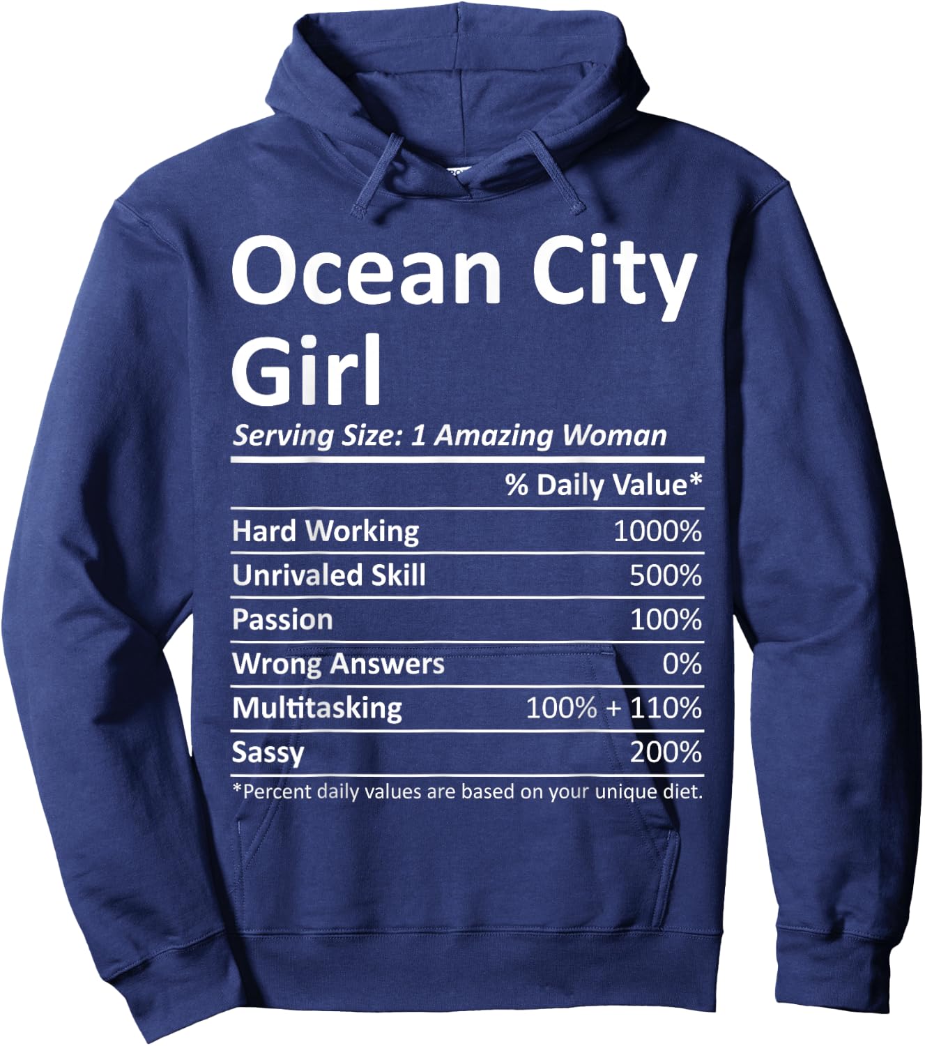 OCEAN CITY GIRL NJ NEW JERSEY Funny City Home Roots USA Gift Hoodie - Hoodie | Navy