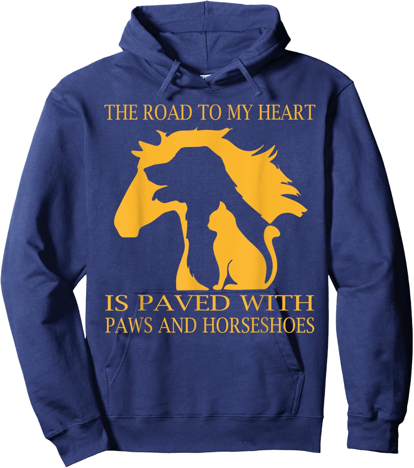The road to my heart is paved with paws and horseshoes Hoodie - Hoodie | Navy