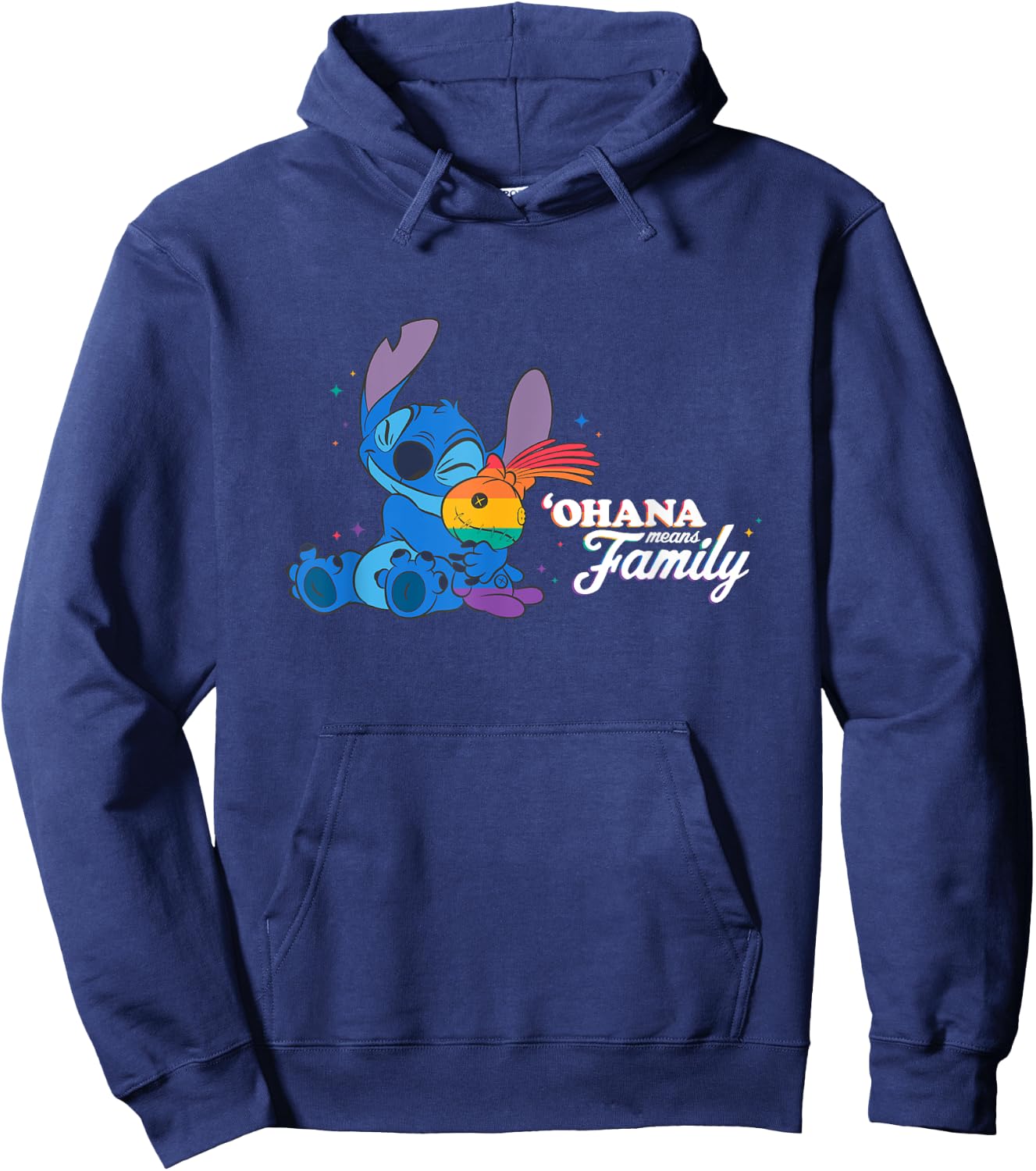Disney Lilo & Stitch Ohana Means Family Rainbow Scrump Hoodie - Hoodie | Navy