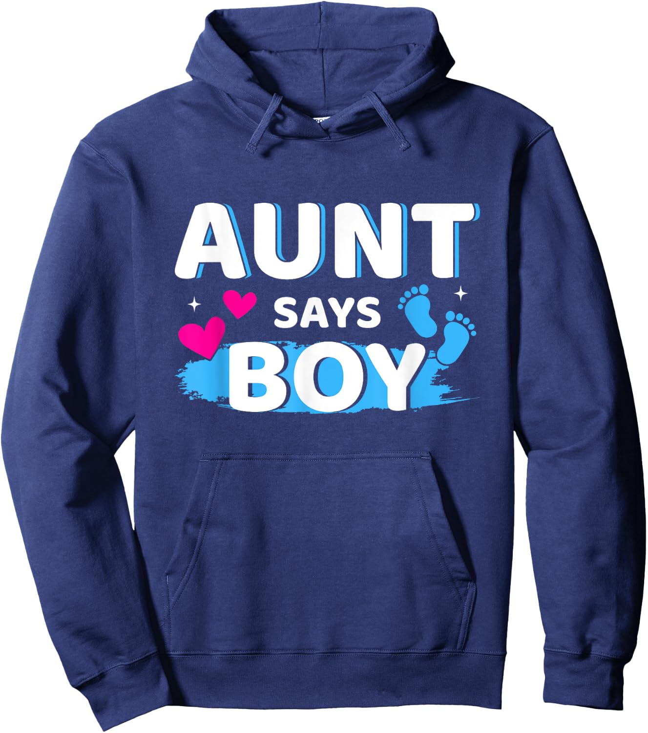 Gender reveal aunt says boy matching family baby party Hoodie - Hoodie | Navy