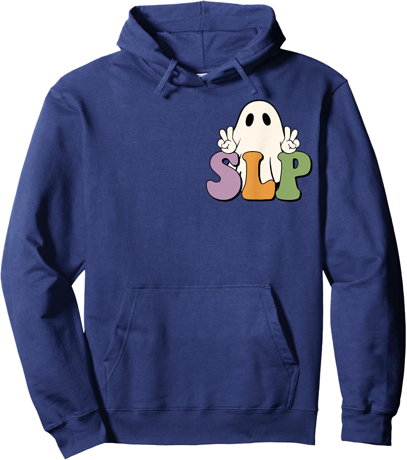 SLP Halloween Speech Therapy Halloween Shirt 2 Sided Hoodie - Hoodie | Navy