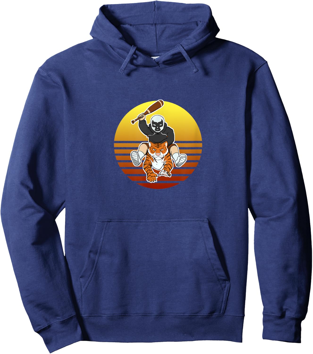Man Riding Tiger Retro Sun Mask Bat Chodmunch Logo Merch Hoodie - Hoodie | Navy