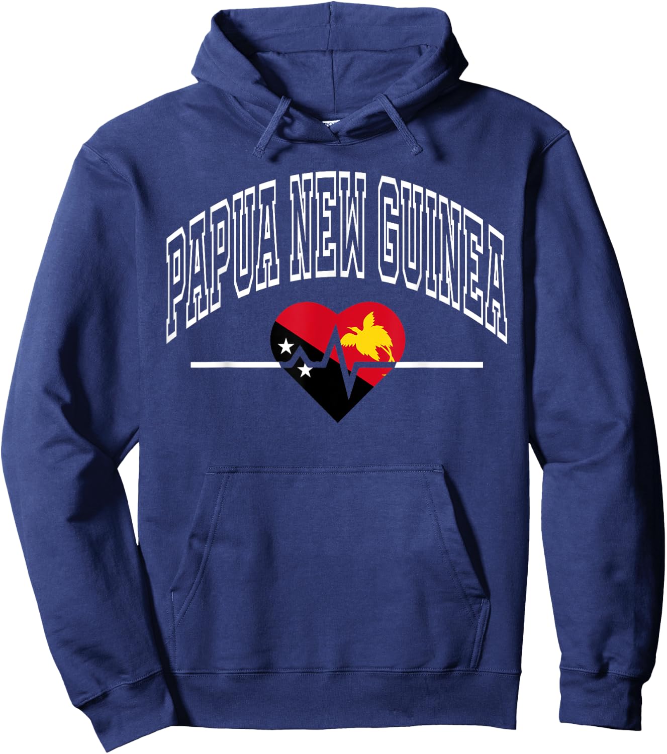 Papua New Guinea Flag Vintage Throwback Heartbeat Hoodie - Hoodie | Navy