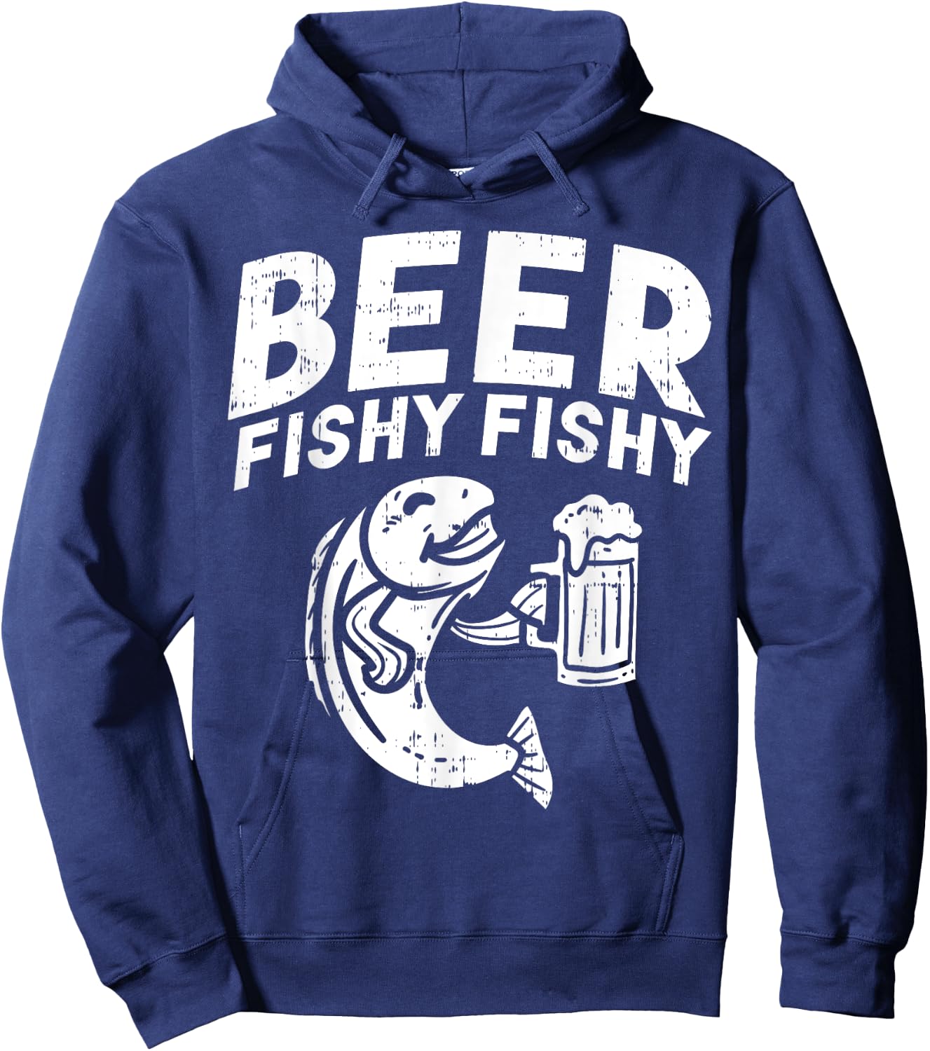 Beer Fishy Funny Fish Fisherman Angler Fathers Day Dad Gift Hoodie - Hoodie | Navy