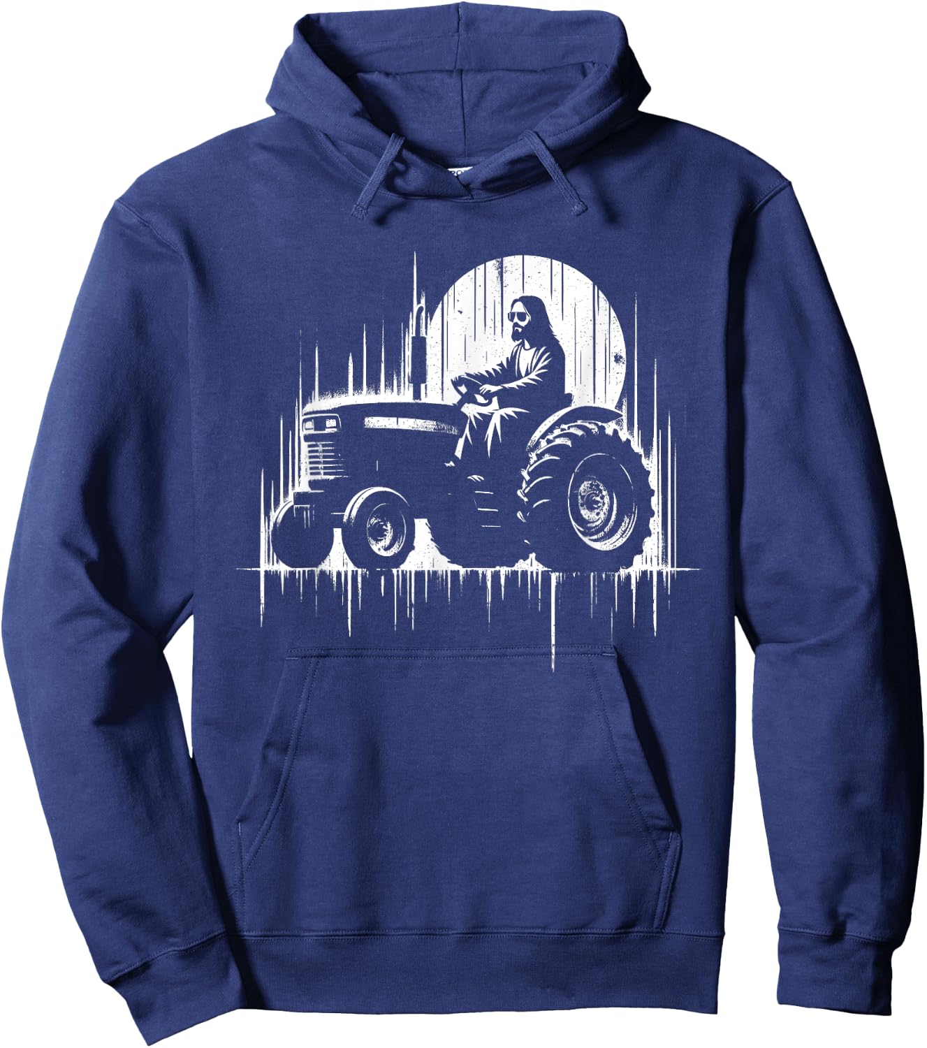 Jesus Tractor - Funny Christian Religious Tractor Driver Hoodie - Hoodie | Navy