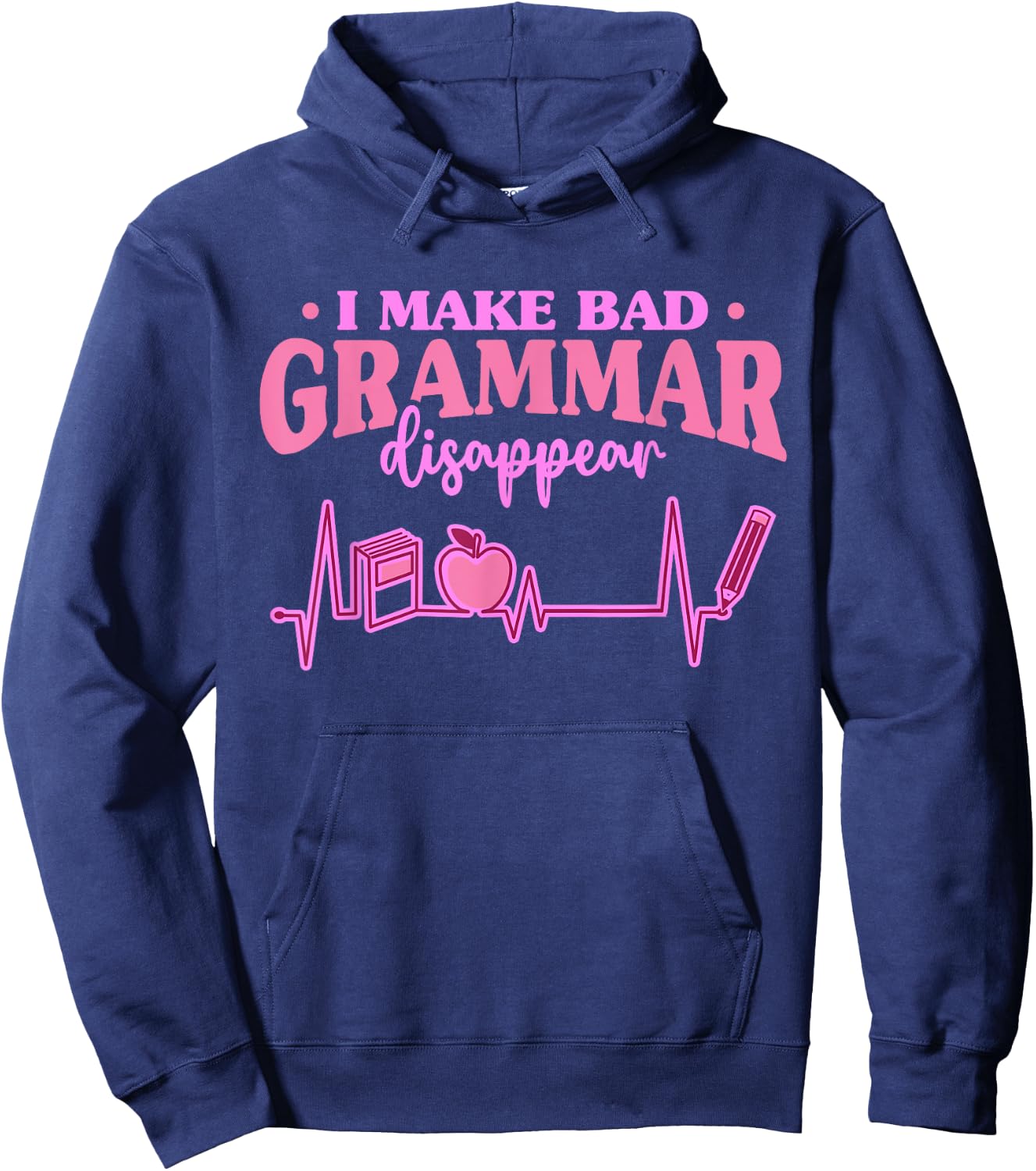 Book Grammar Police English Teacher Reading Women Kids Hoodie - Hoodie | Navy