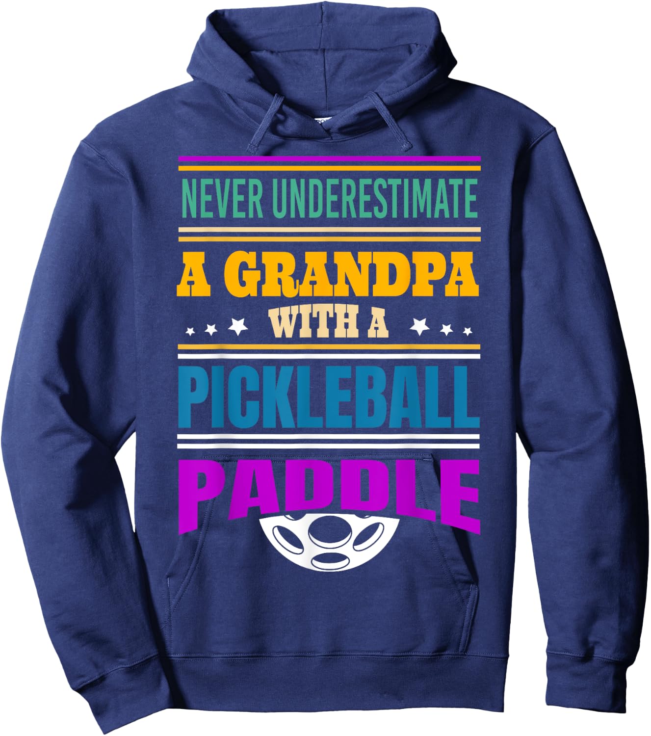 Never underestimate a Grandpa with a Pickleball Paddle Hoodie - Hoodie | Navy