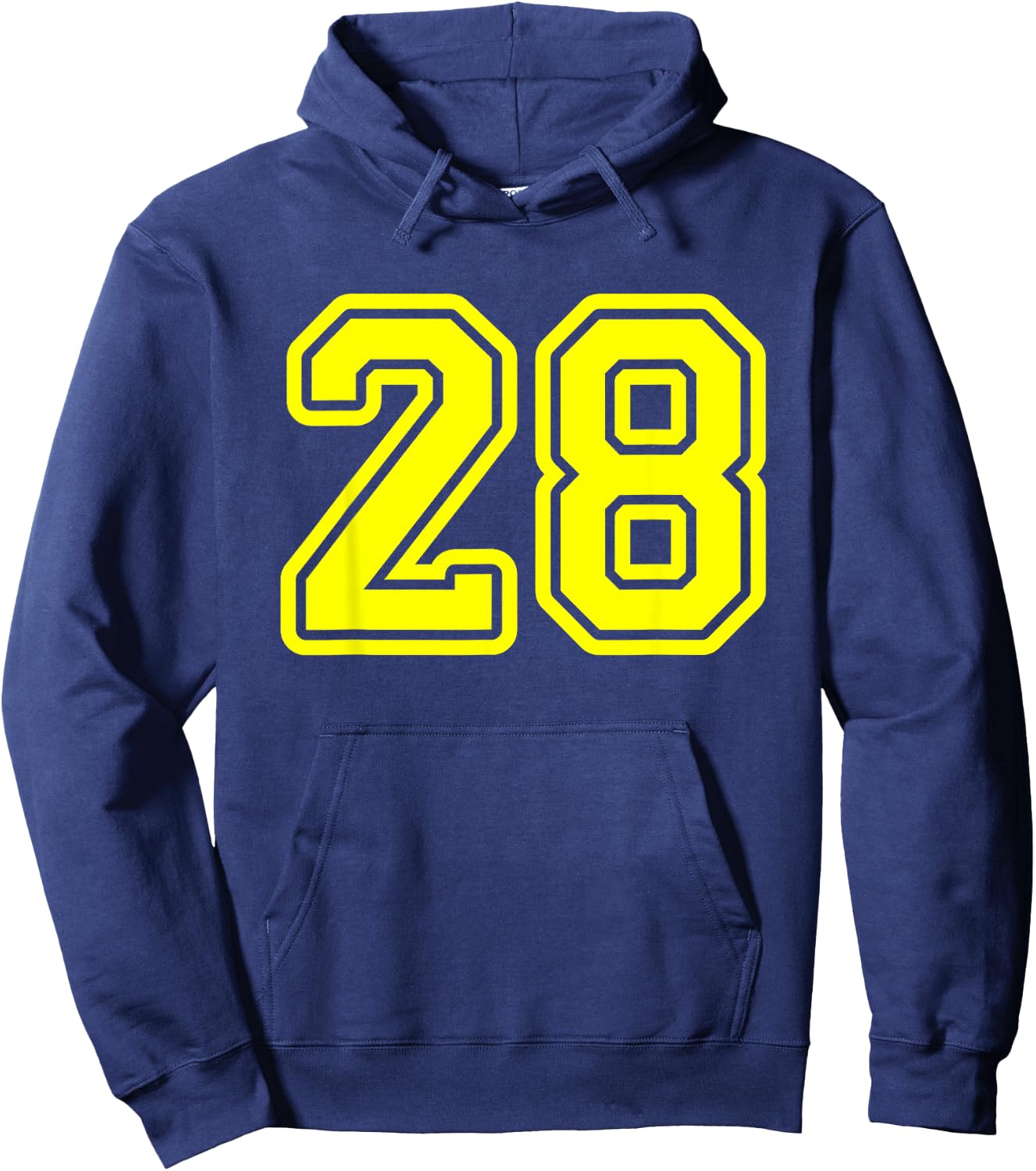 Number 28 Yellow Sports Team Varsity Number 28 Hoodie - Hoodie | Navy