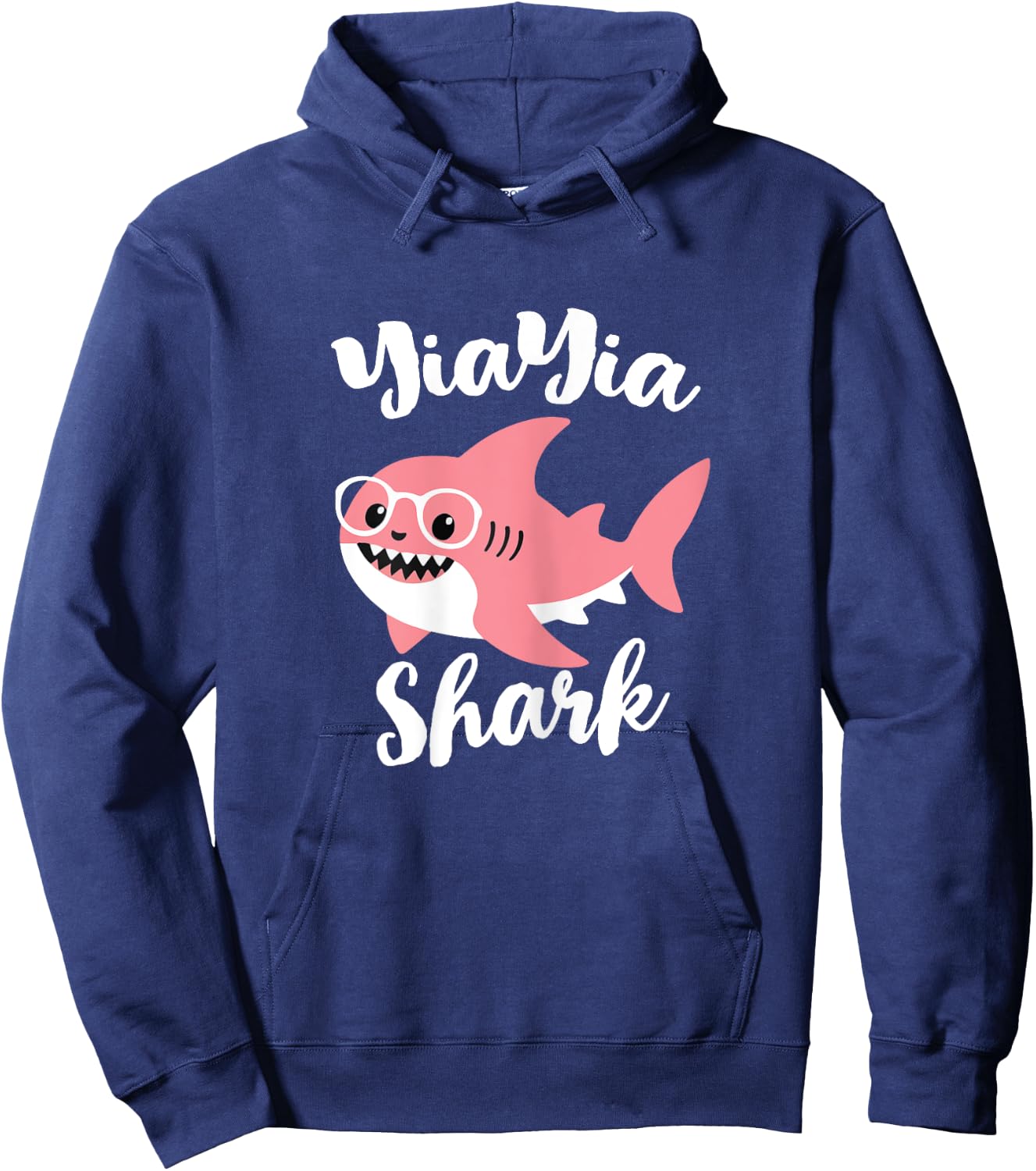 YiaYia Shark Mother's Day Grandma Funny Yia-Yia Hoodie - Hoodie | Navy