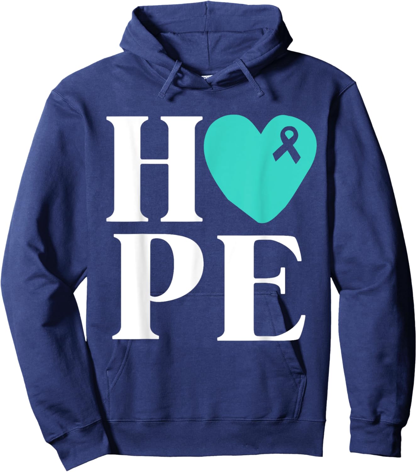 Ovarian Cancer Awareness Shirts Teal Ribbon Shirt Hope Hoodie - Hoodie | Navy