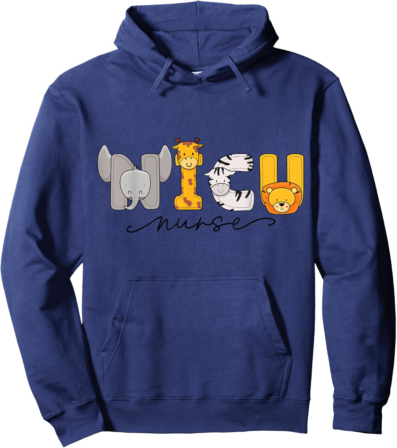 Adorable Baby Animals Graphic NICU Nurse's Day Apparel Hoodie - Hoodie | Navy