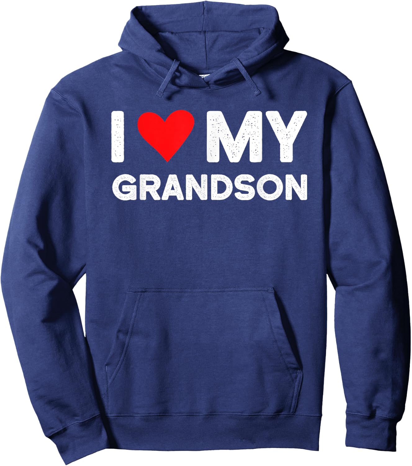 Red Heart Love Grandson Funny Vintage I Love My Grandson Hoodie - Hoodie | Navy