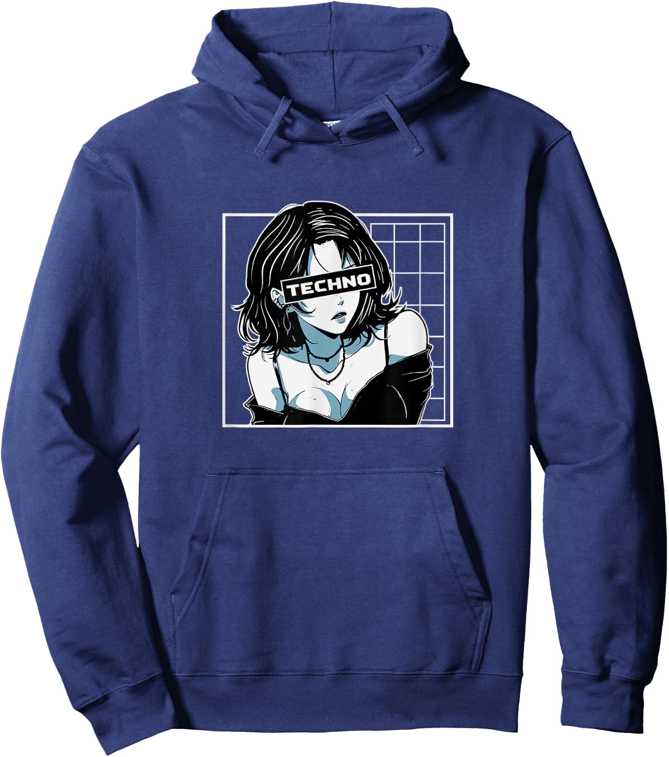Techno & Anime,Kawaii Anime Girl Loves Hardcore Techno Music Hoodie - Hoodie | Navy