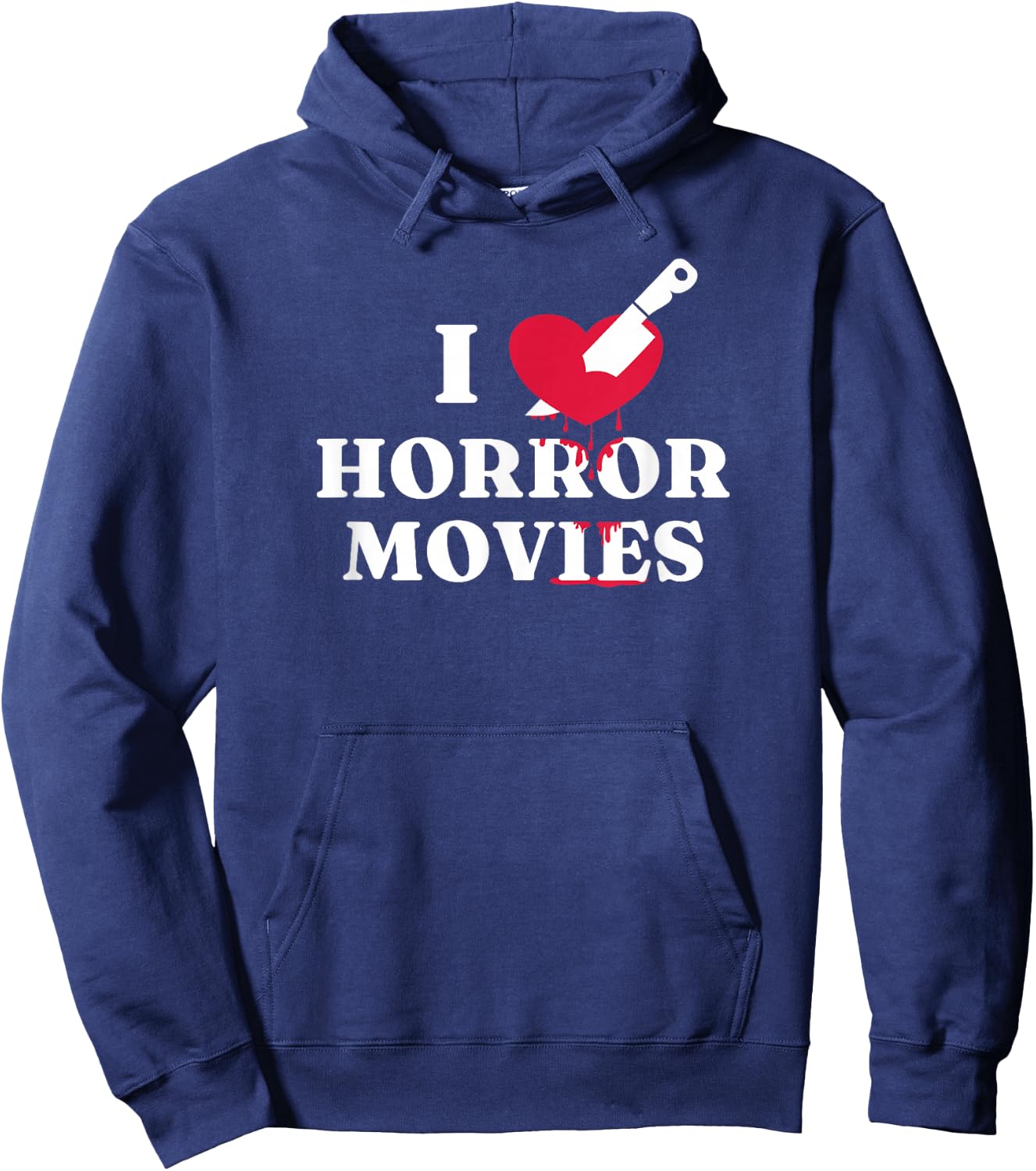 I Love Horror Movies Knife Heart Blood Splatter Fan Hoodie - Hoodie | Navy