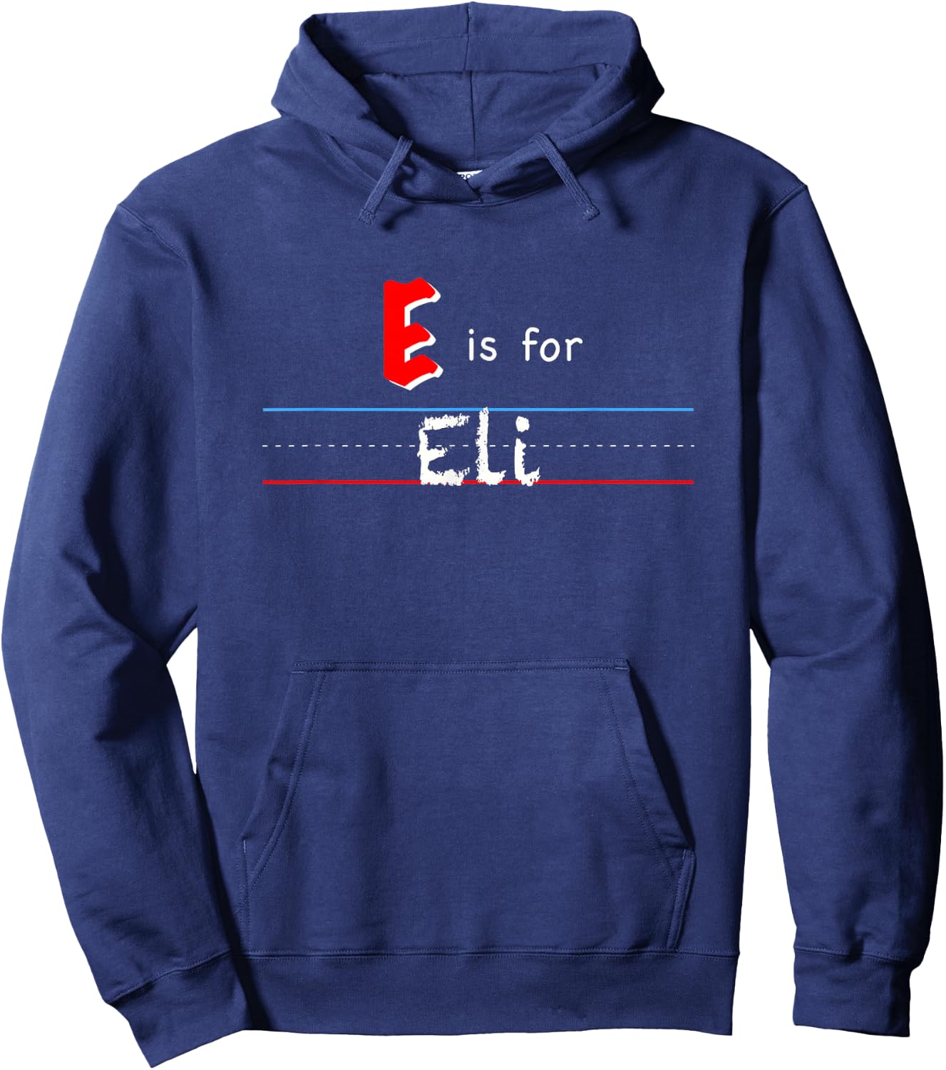 E Is For Eli, boys custom personalized name kids school Hoodie - Hoodie | Navy