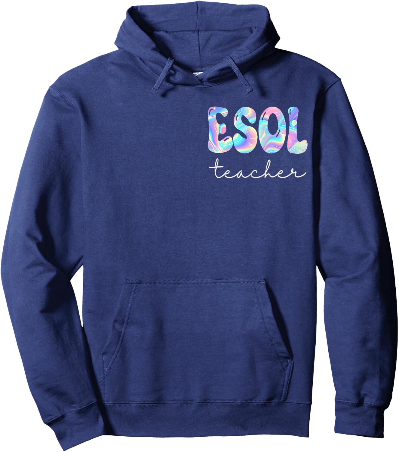 ESOL Teacher Groovy Back to School Cute Teachers Women Girl Hoodie - Hoodie | Navy