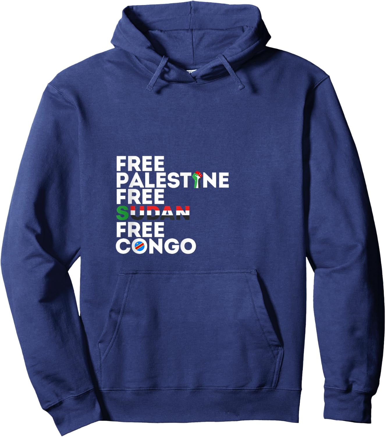Free Palestine Free Sudan Free Congo Hoodie - Hoodie | Navy