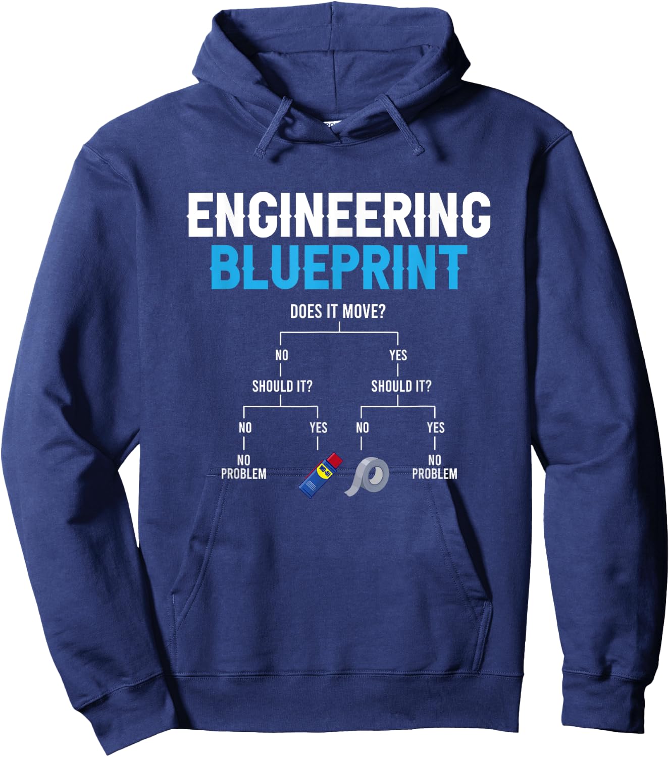 Engineering Blueprint Funny Engineer Duct Tape Repairing Hoodie - Hoodie | Navy