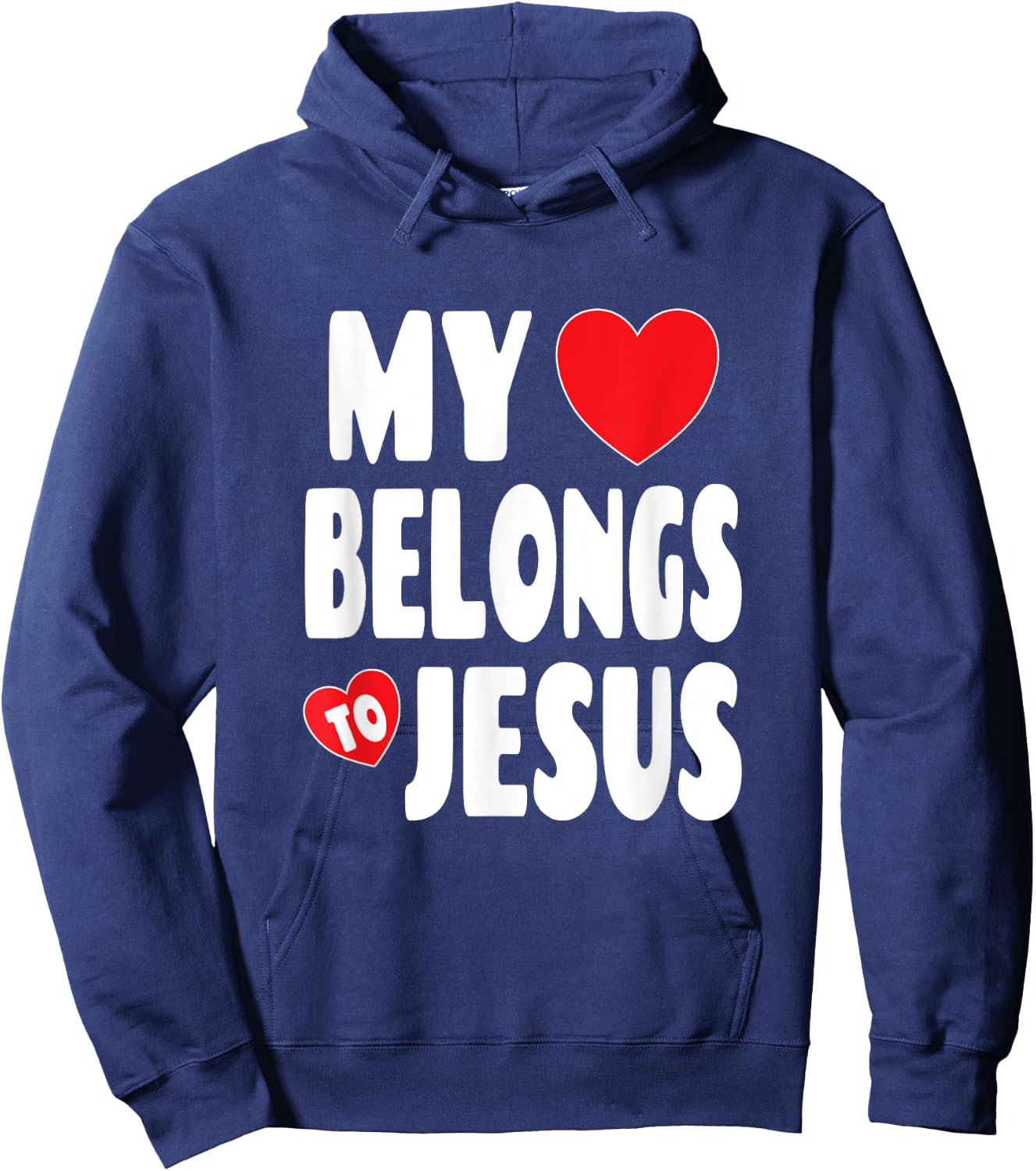 Christian Valentine Graphic Art - My Heart Belongs To Jesus Hoodie - Hoodie | Navy