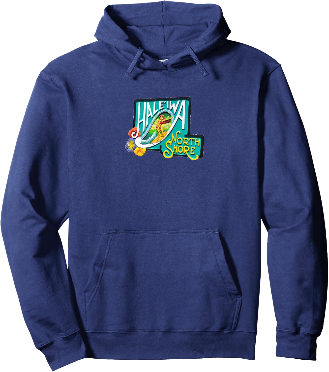 Hawaii Haleiwa Sign Surf Girl Hoodie - Hoodie | Navy