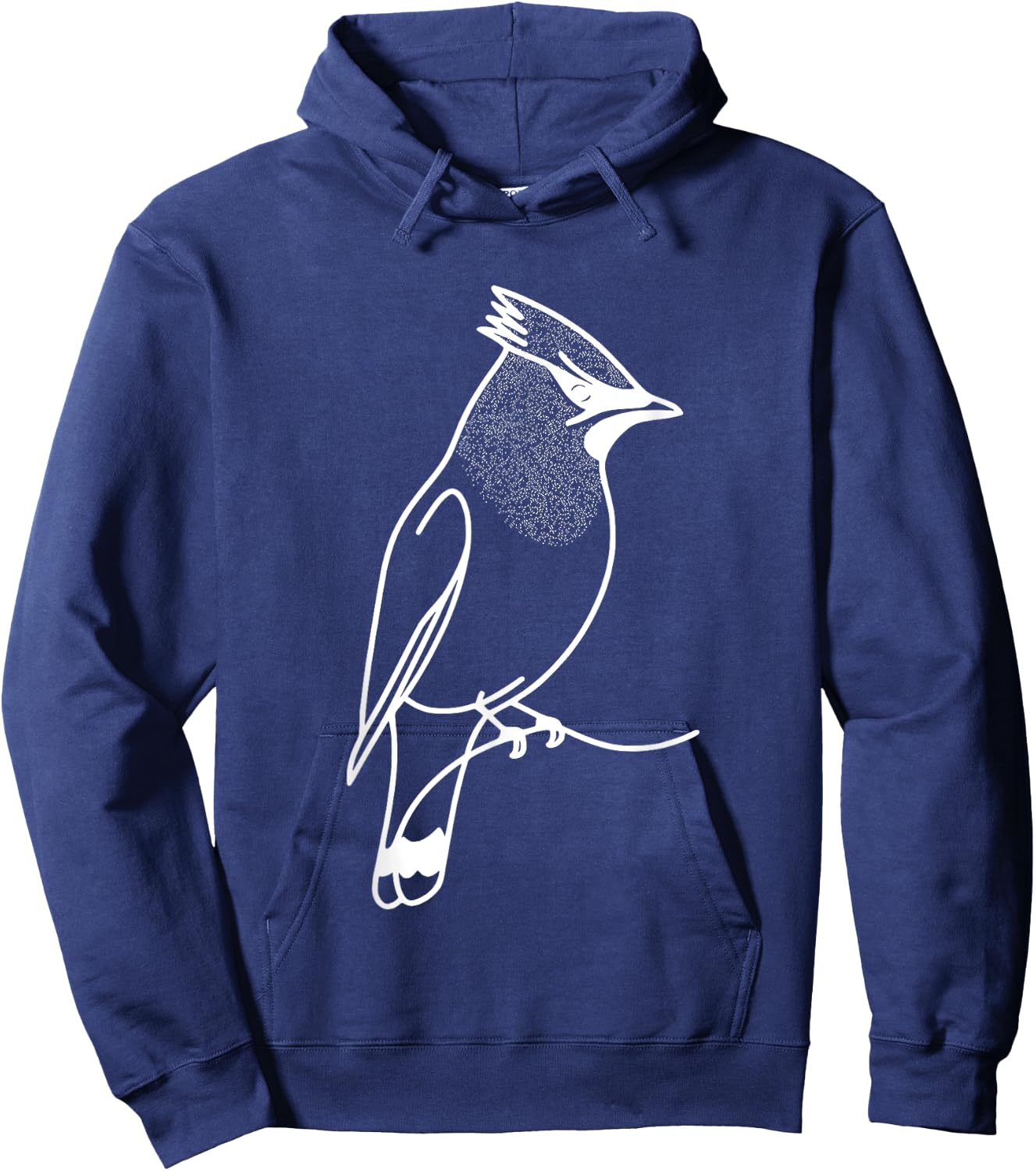 Line Art Bird & Ornithologist Cedar Waxwing Hoodie - Hoodie | Navy