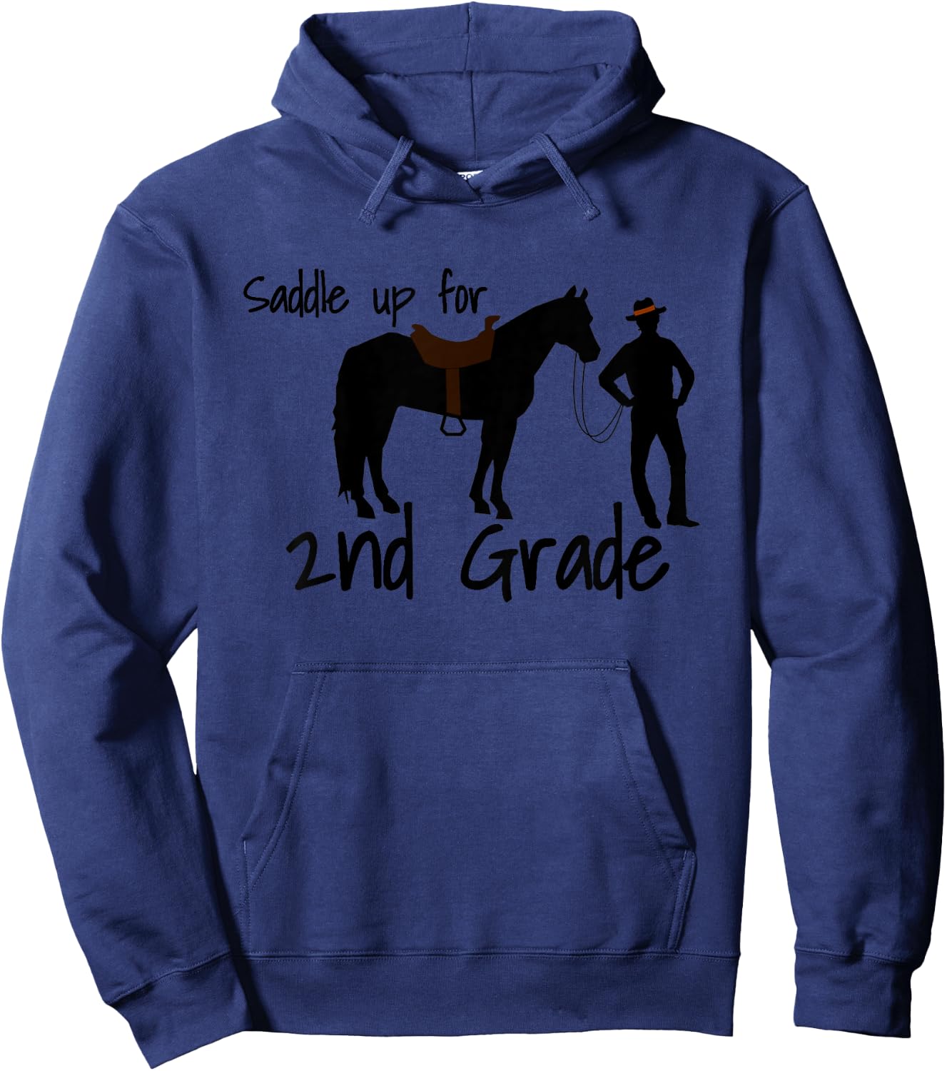 Kids "Saddle Up For 2nd Grade" Cowboy Horse Lovers Hoodie - Hoodie | Navy