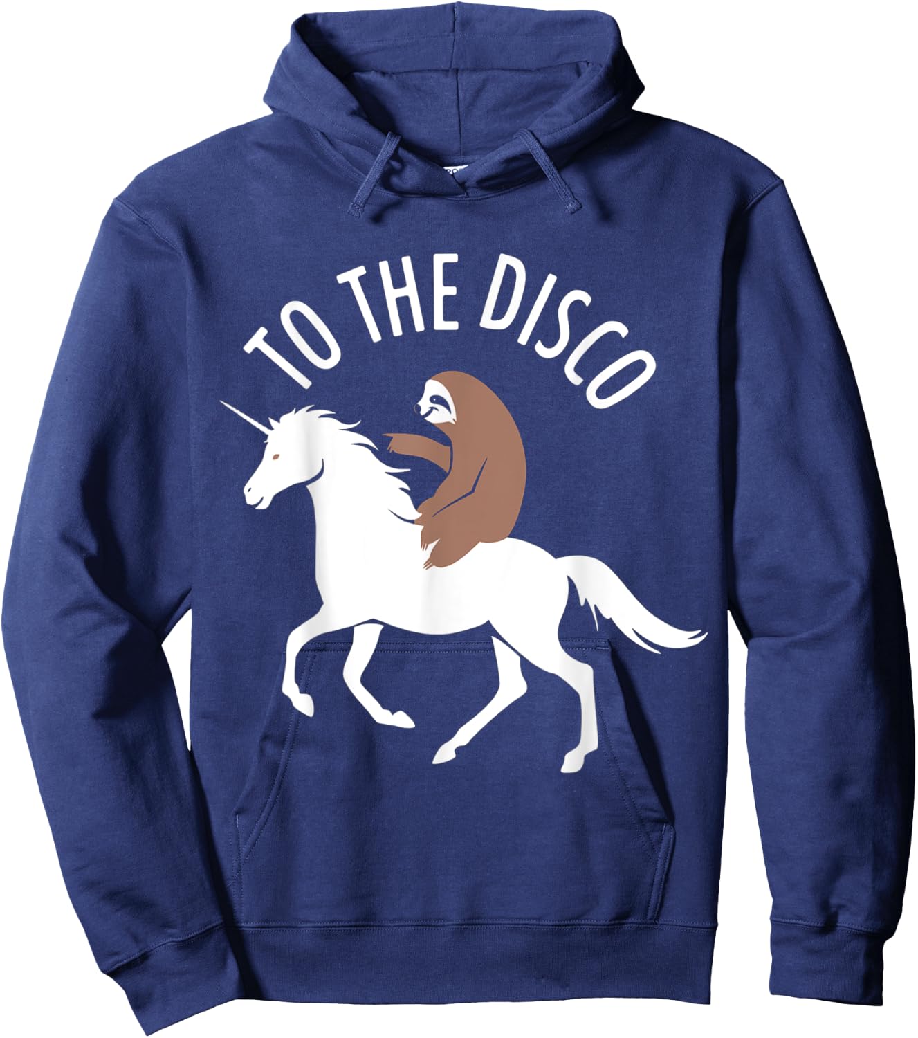 Sloth Riding Unicorn To The Disco Funny Hoodie - Hoodie | Navy