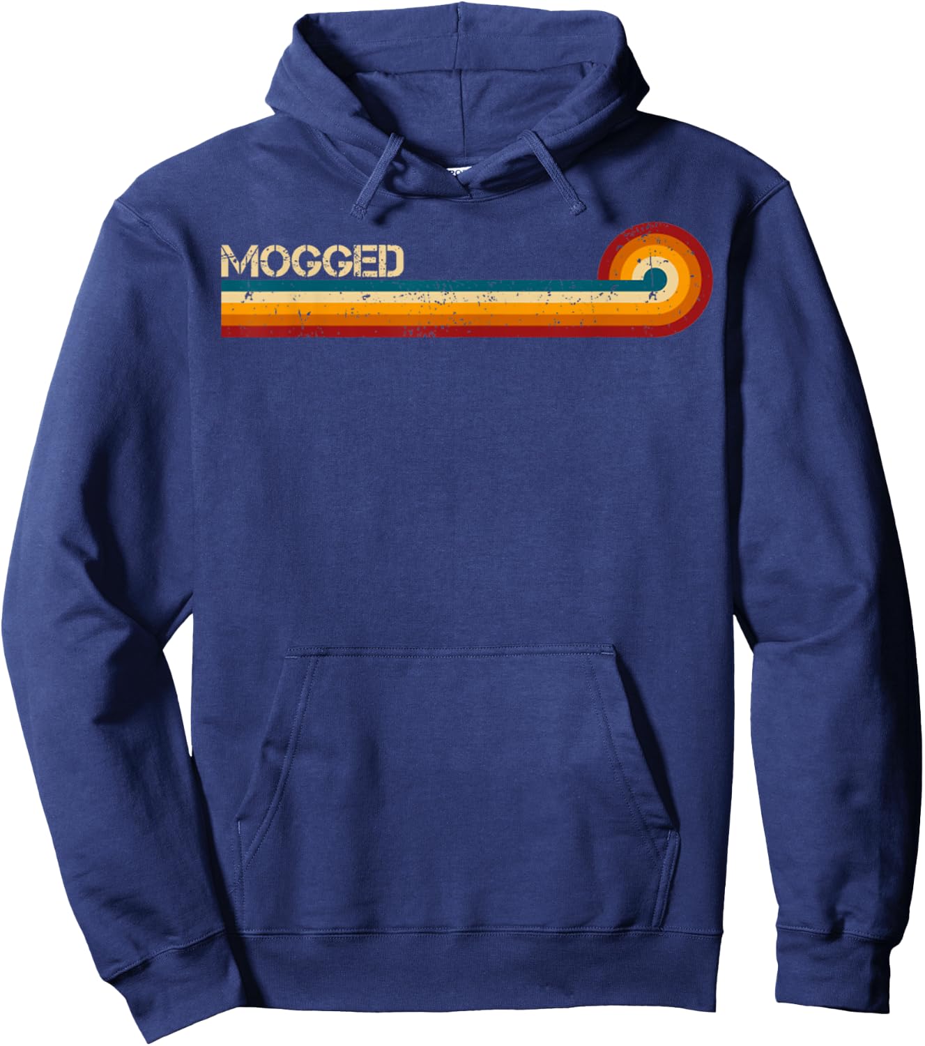 Mogged Retro Stripes Funny Saying Gift Women Hoodie - Hoodie | Navy