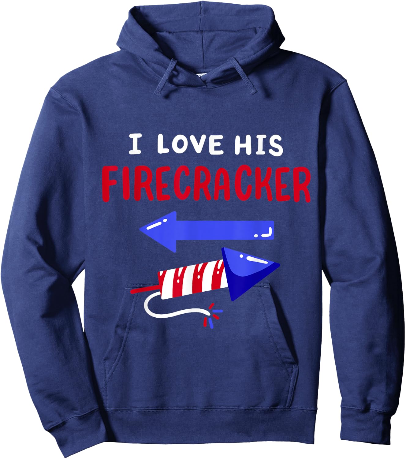 Funny 4th Of July I Love His Firecracker Matching Couple Her Men Hoodie - Hoodie | Navy