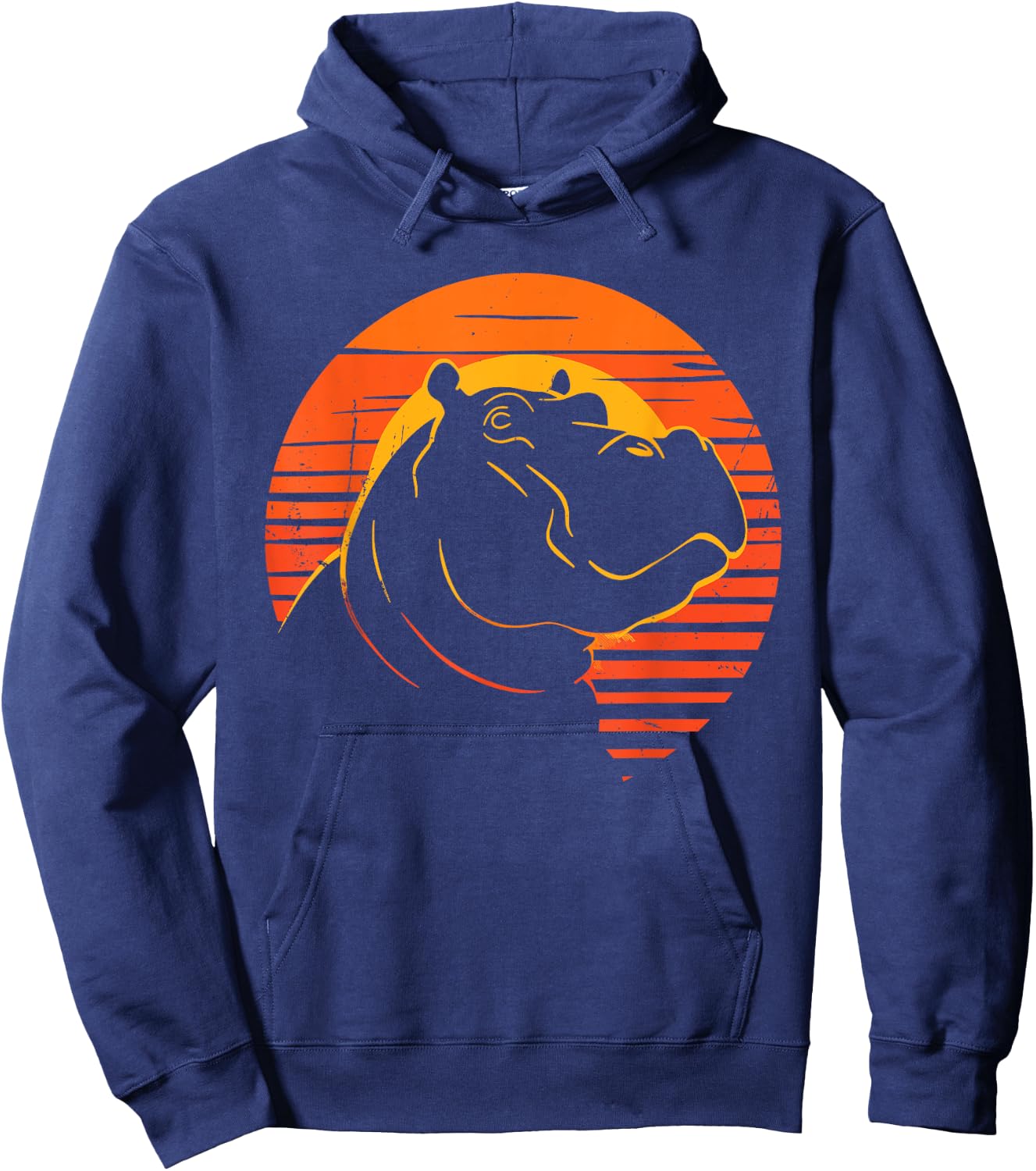 Hippopotamus Retro Vintage 80s - Funny Hippo Animals Lover Hoodie - Hoodie | Navy