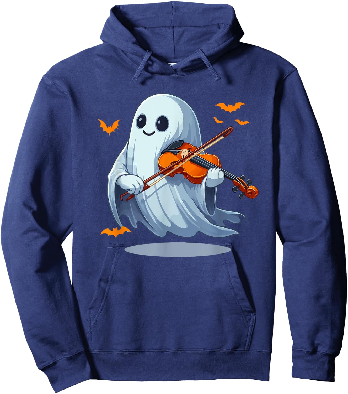 Boo Ghost Playing Violin Halloween Musical Instrument Hoodie - Hoodie | Navy