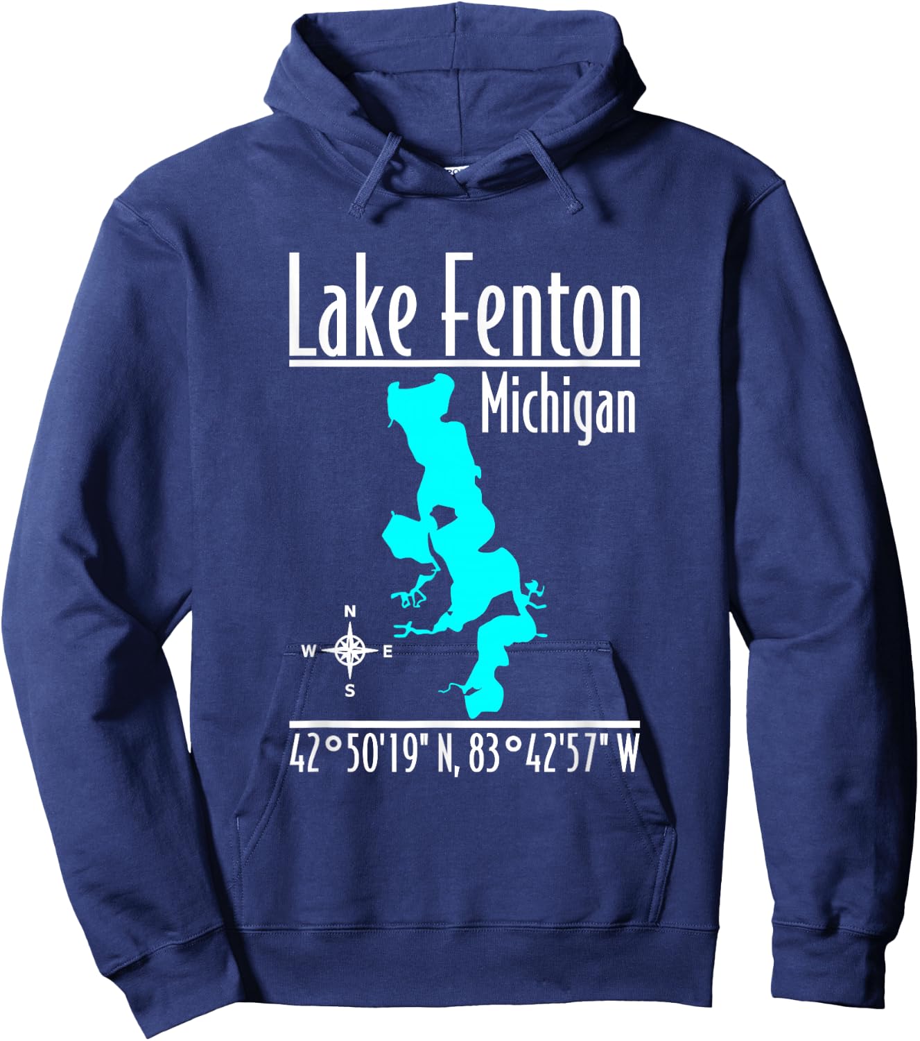 Modern Lake Fenton - Michigan Hoodie - Hoodie | Navy