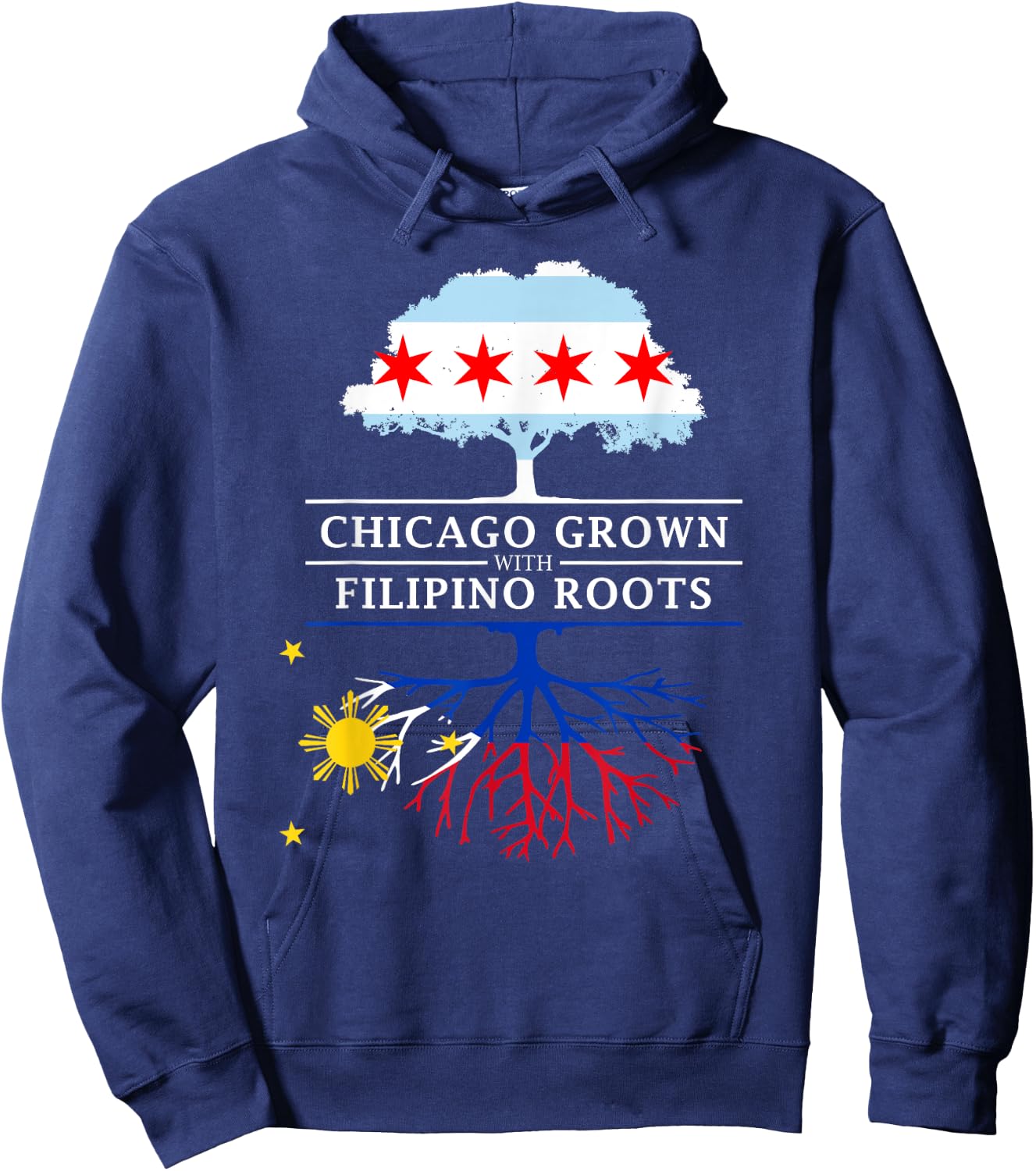 Chicago Grown with Filipino Roots - Philippines Hoodie - Hoodie | Navy