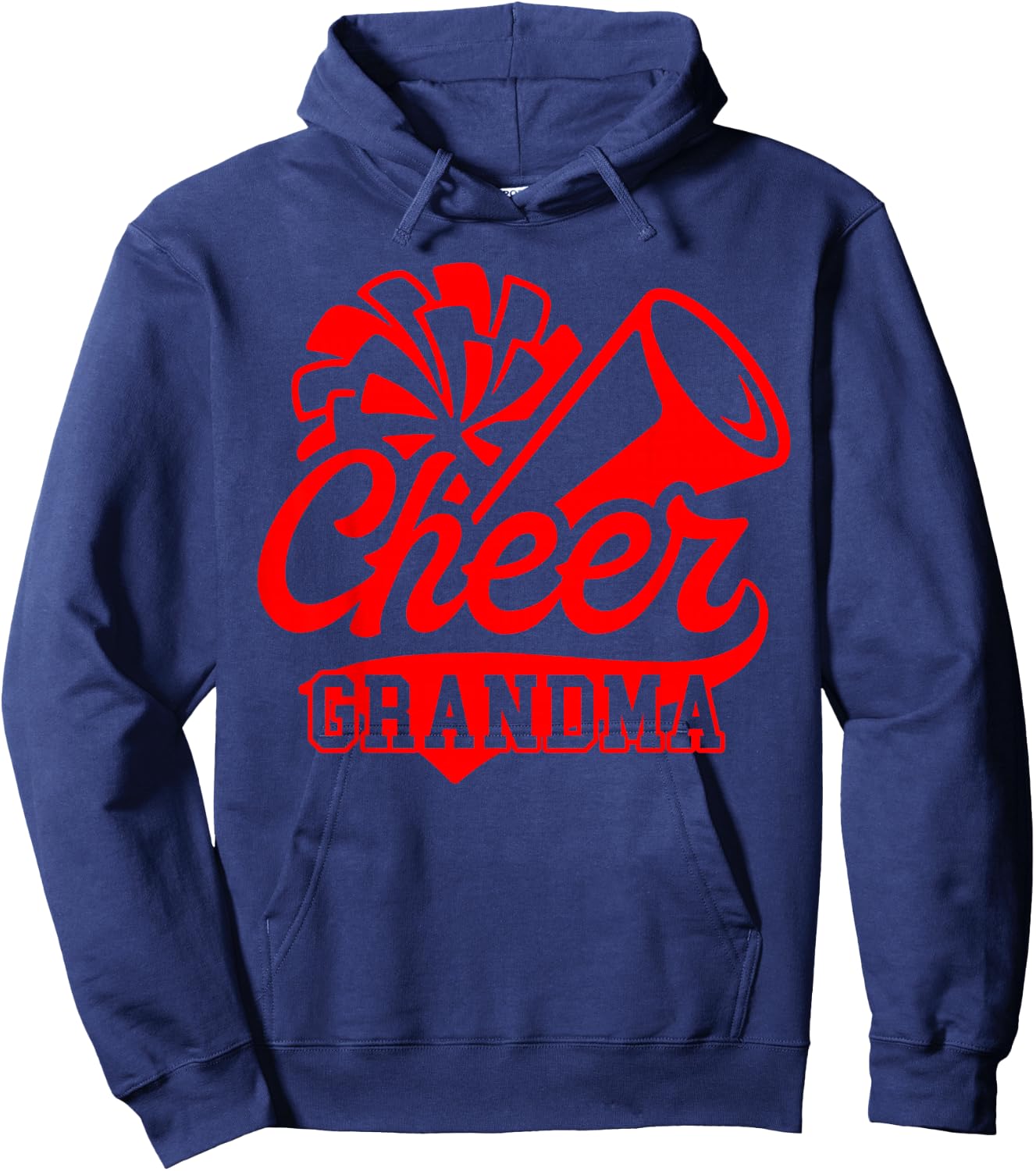 Cheer Grandma Biggest Fan Leopard Black And Red Pom Pom Hoodie - Hoodie | Navy