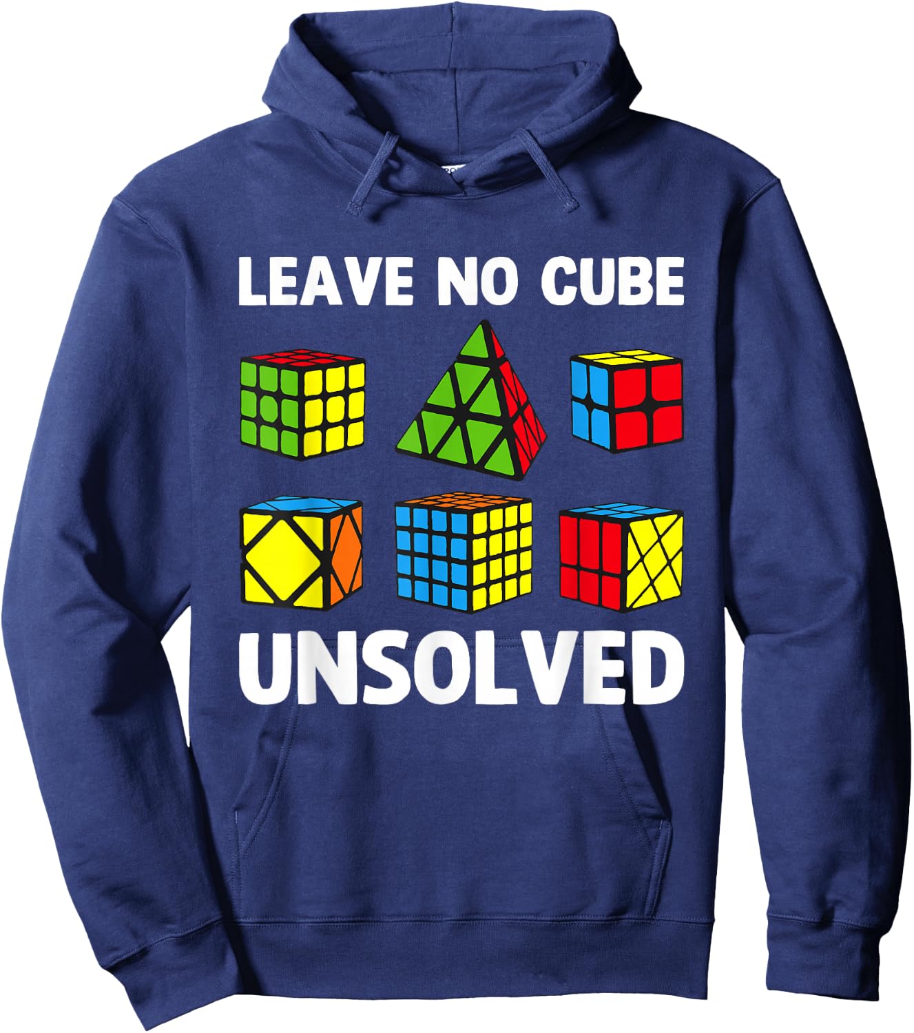 Leave No Cube Unsolved Funny Puzzle Cubes Math Teacher Hoodie - Hoodie | Navy