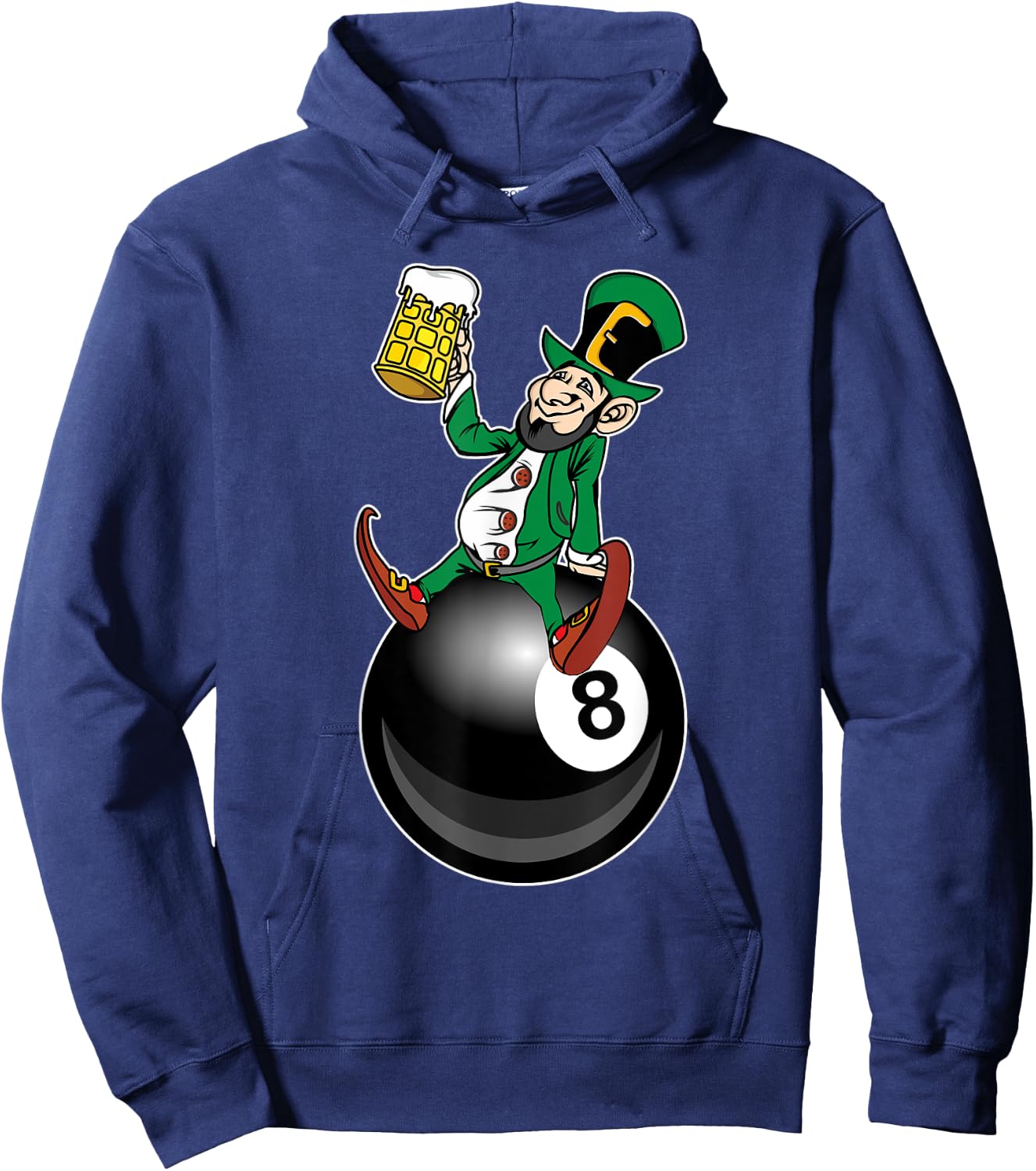 St Patrick's Day Leprechaun Beer Pool Player Billiard Hoodie - Hoodie | Navy