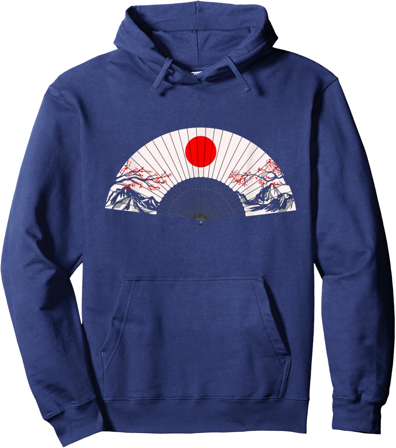 Japanese Hand Fan Bamboo Frames for Dancing Cosplay Hoodie - Hoodie | Navy