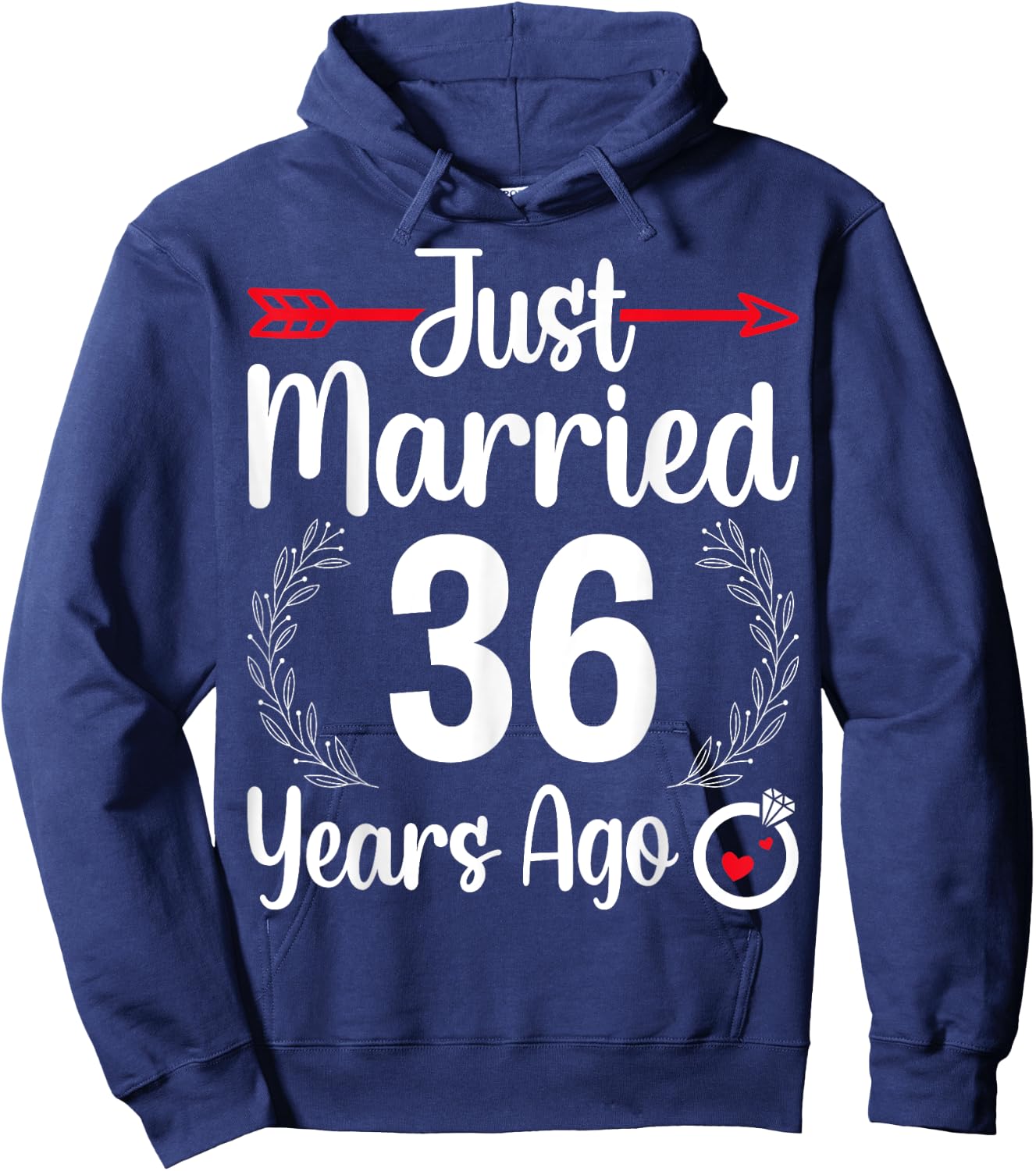 Just Married 36 Years Ago - Husband Wife 36th Anniversary Hoodie - Hoodie | Navy