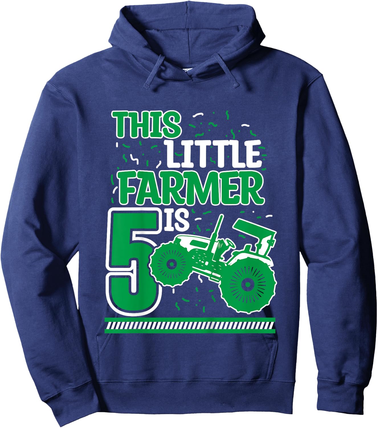 Kids 5 Years Old Boy Tractor Little Farmer 5th Birthday Kids Hoodie - Hoodie | Navy