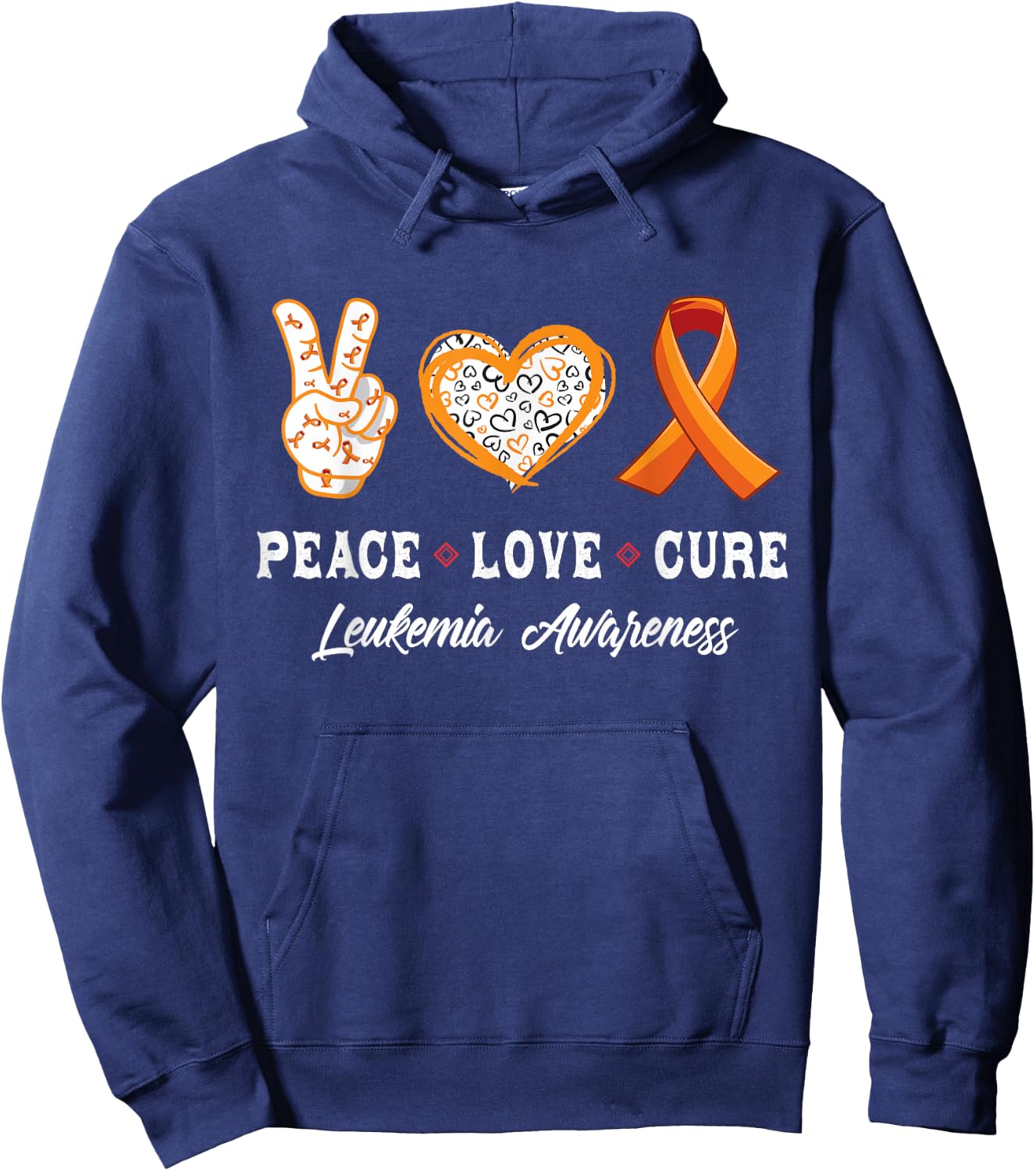 Peace Love cure Leukemia awareness men women kids Leukemia Hoodie - Hoodie | Navy
