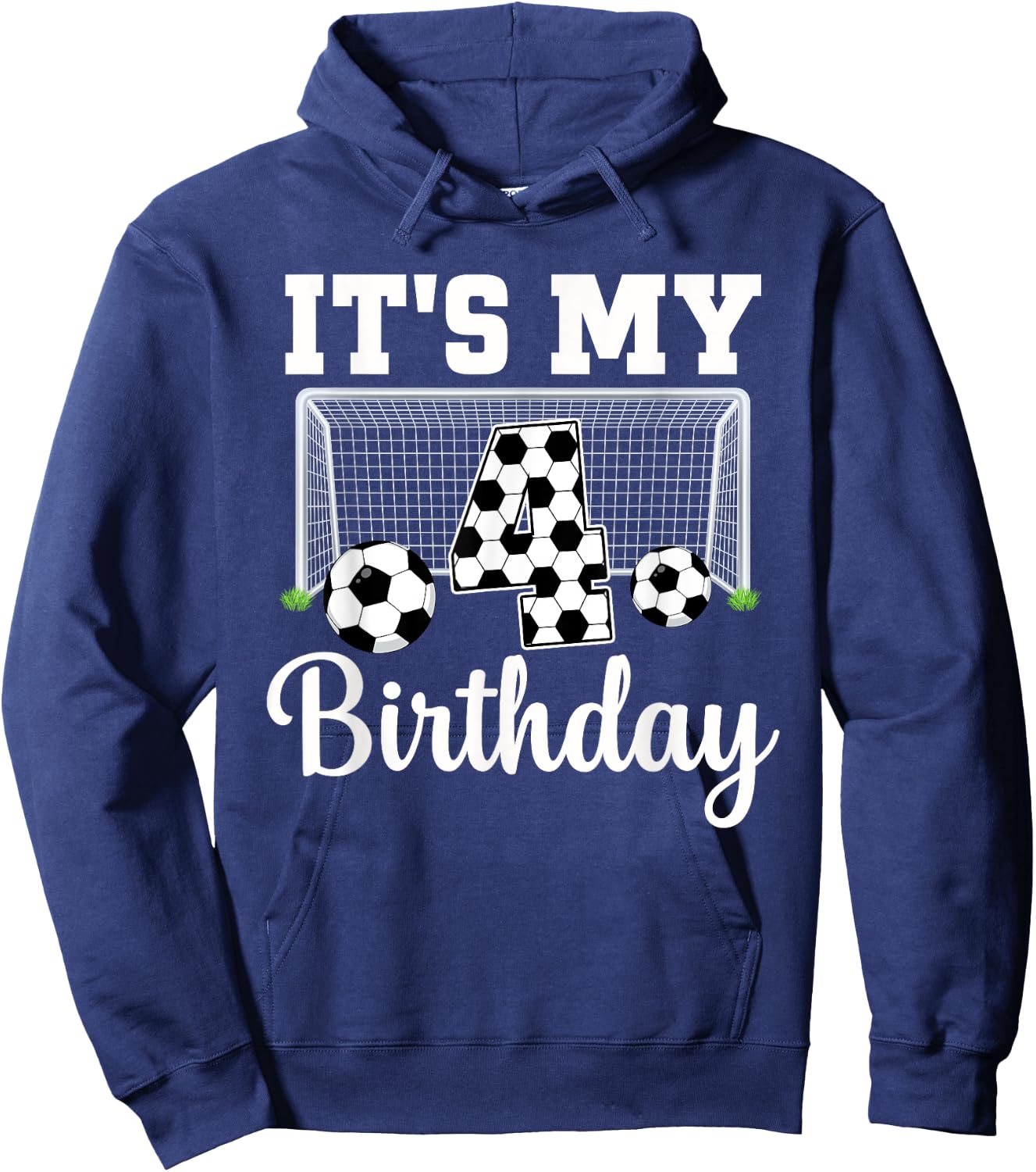 It's My 4th Birthday Soccer 4 Year Old Boy Birthday Soccer Hoodie - Hoodie | Navy
