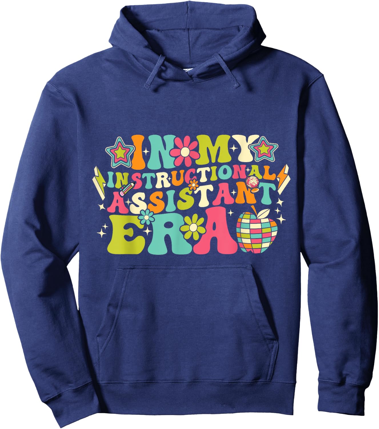 In My Instructional Assistant Era Groovy Back To School Hoodie - Hoodie | Navy