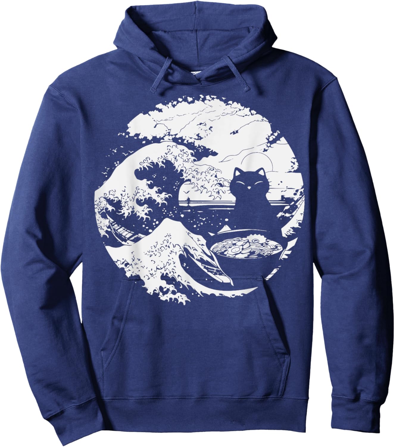 Anime Cat Eating Ramen Japanese Ramen Cat Japan Hoodie - Hoodie | Navy