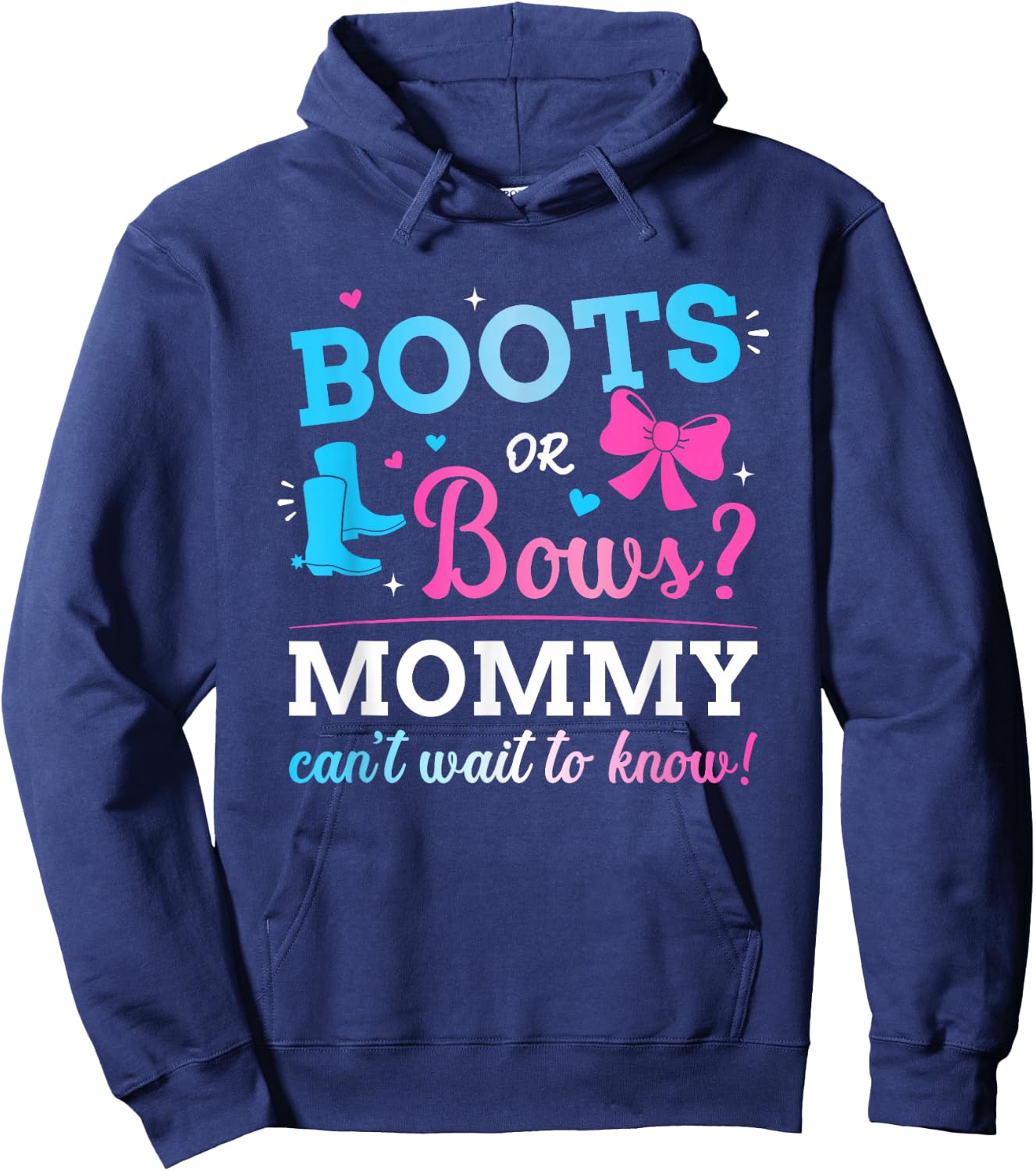 Gender reveal boots or bows mommy matching baby party Hoodie - Hoodie | Navy