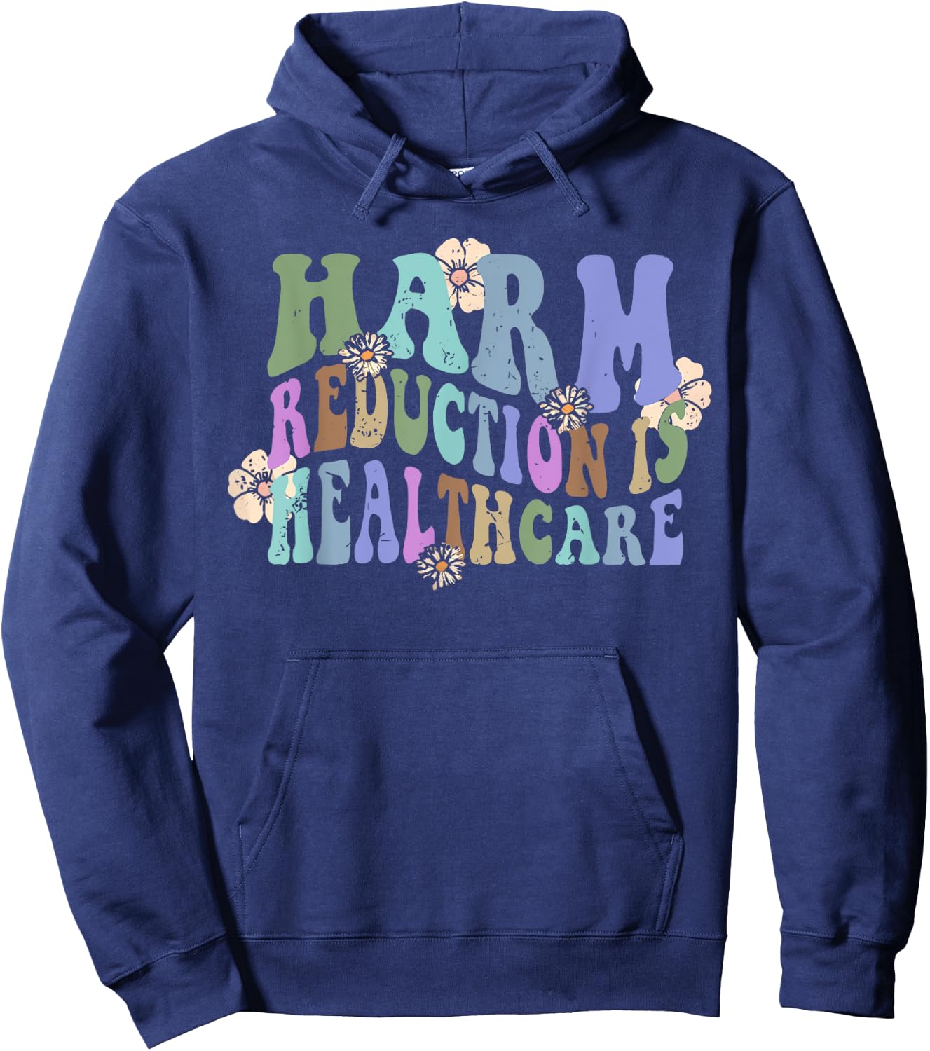 Retro Flower Harm Reduction Healthcare Overdose Awareness Hoodie - Hoodie | Navy