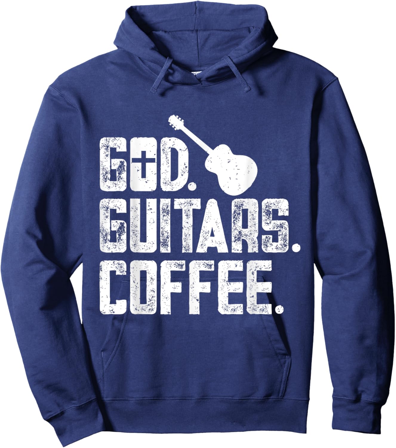 God Guitar Coffee Christian Guitar Player Guitarist Jesus Hoodie - Hoodie | Navy