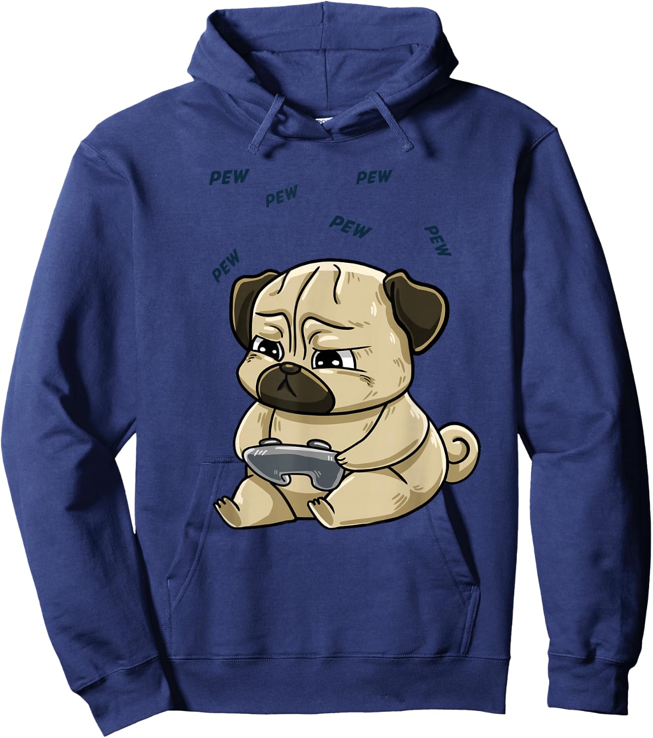 Gaming Pug Pew Gamepad Cute Hobby Dog Video Game Player Gift Men Women Girls Kids Hoodie - Hoodie | Navy